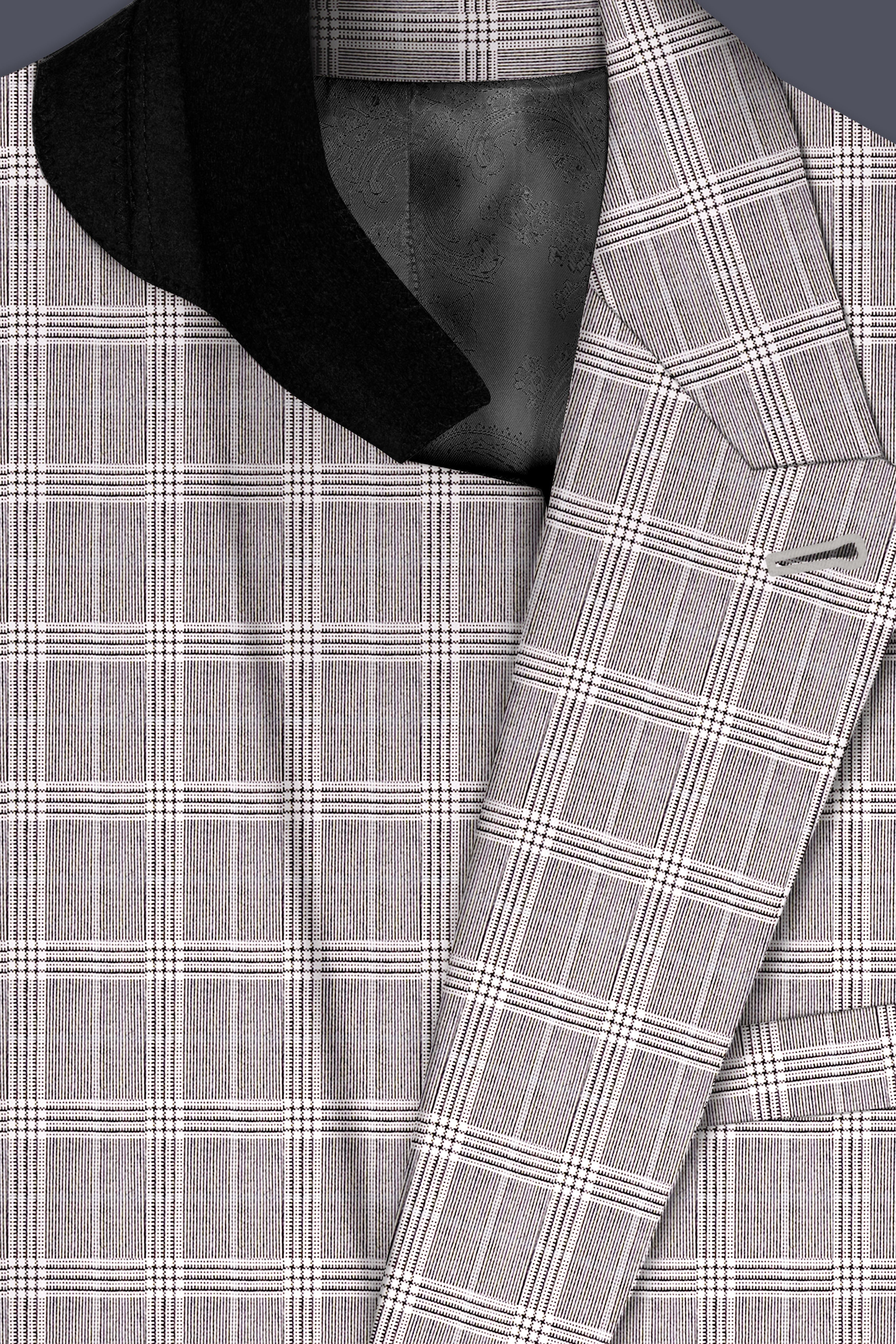Bronco Gray and White Plaid Double Breasted Blazer