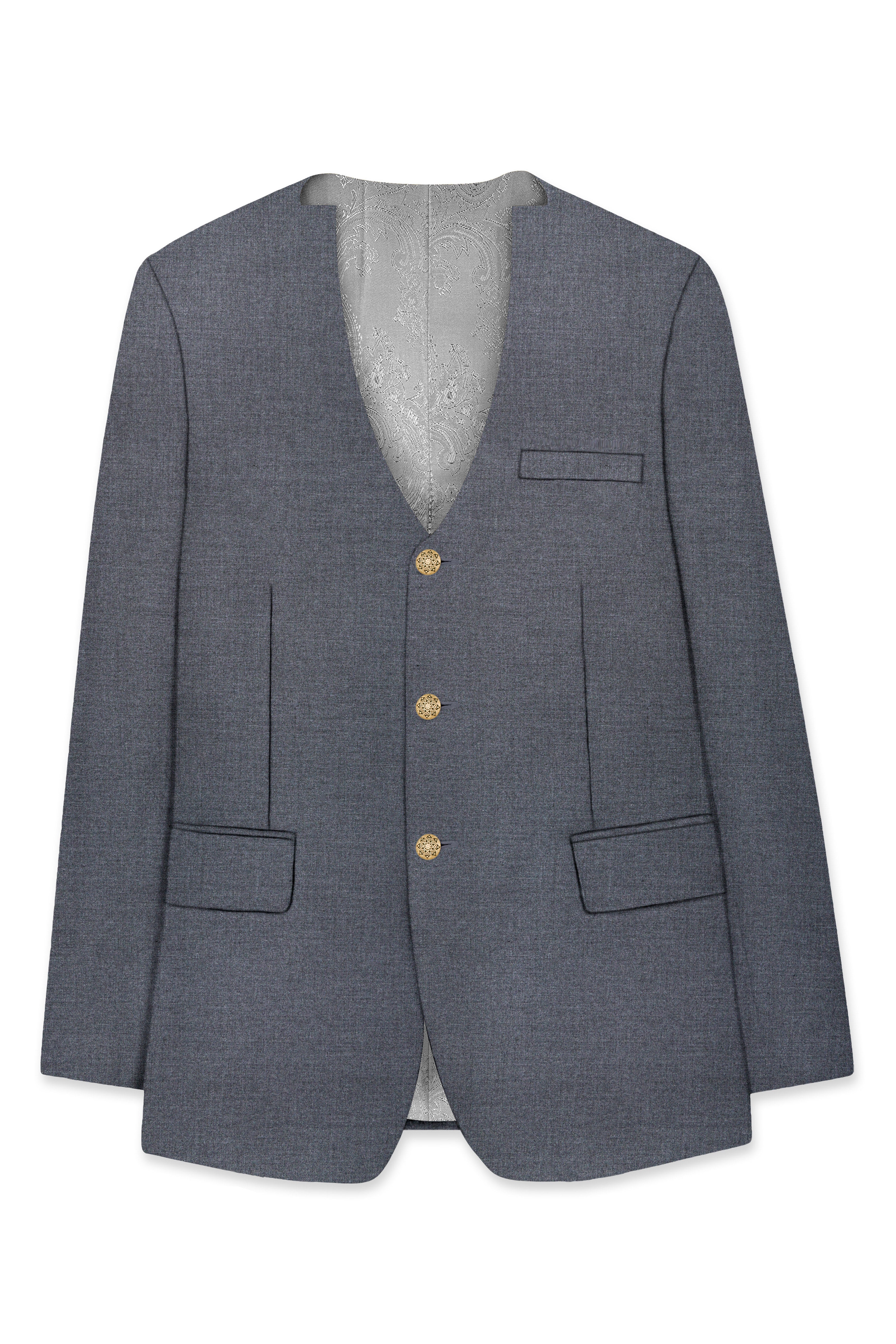 Fuscous Gray Wool Rich Single Breasted Designer Blazer
