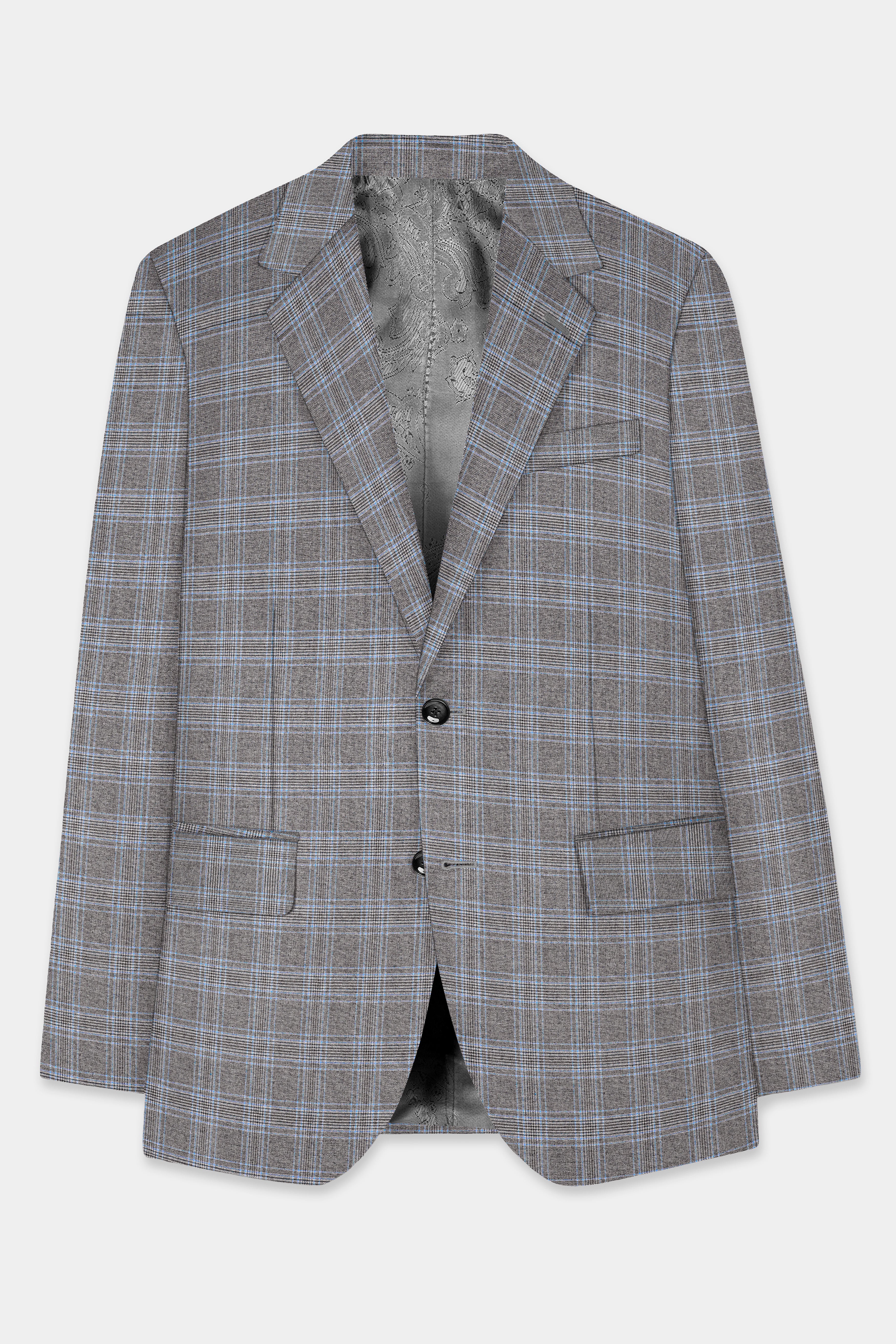 Dorado Brown with Casper Gray Plaid Wool Rich Single Breasted Blazer BL2746-SB-36, BL2746-SB-38, BL2746-SB-40, BL2746-SB-42, BL2746-SB-44, BL2746-SB-46, BL2746-SB-48, BL2746-SB-50, BL2746-SB-52, BL2746-SB-54, BL2746-SB-56, BL2746-SB-58, BL2746-SB-60