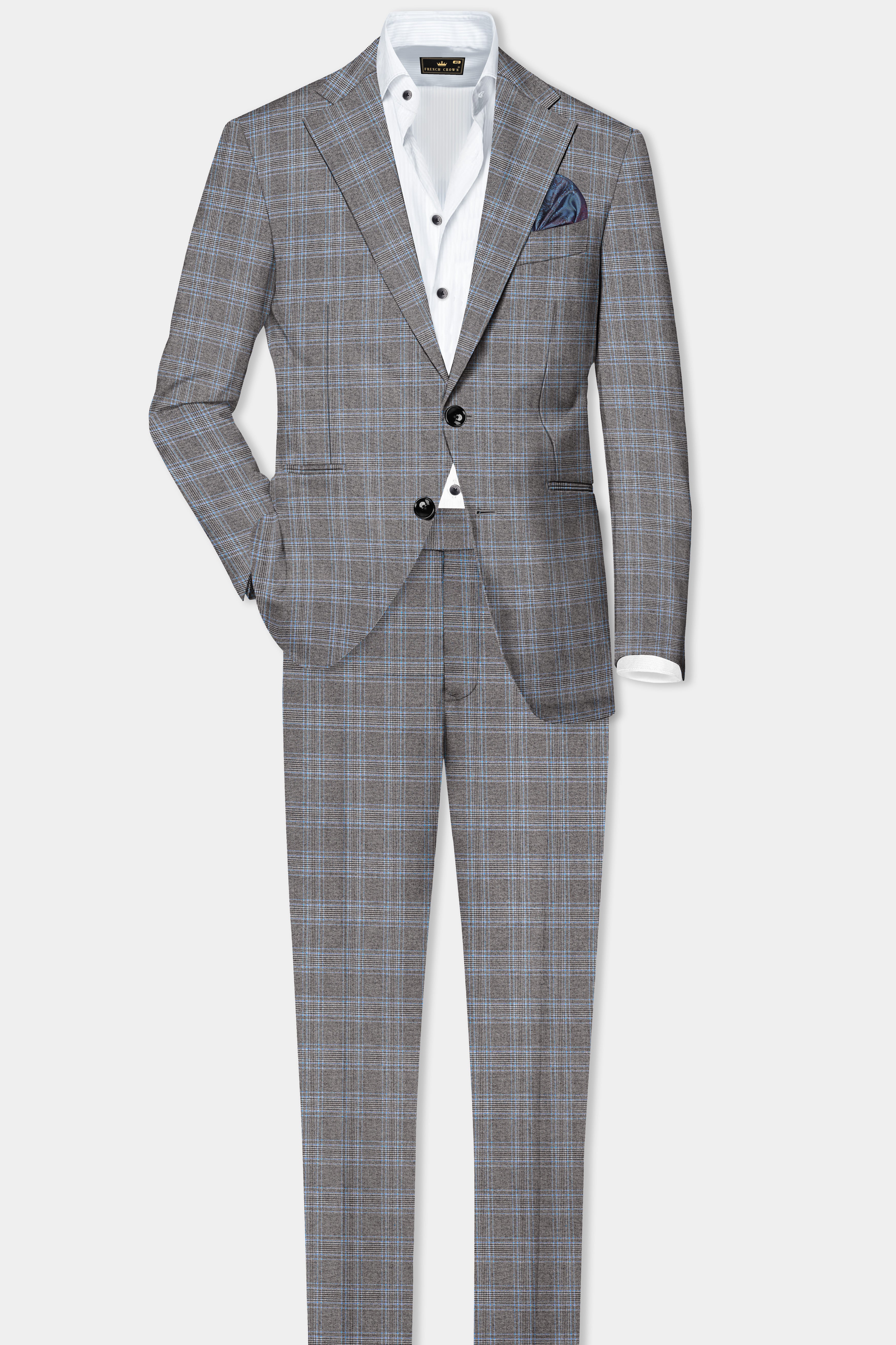 Dorado Brown with Casper Gray Plaid Wool Rich Single Breasted Blazer BL2746-SB-36, BL2746-SB-38, BL2746-SB-40, BL2746-SB-42, BL2746-SB-44, BL2746-SB-46, BL2746-SB-48, BL2746-SB-50, BL2746-SB-52, BL2746-SB-54, BL2746-SB-56, BL2746-SB-58, BL2746-SB-60