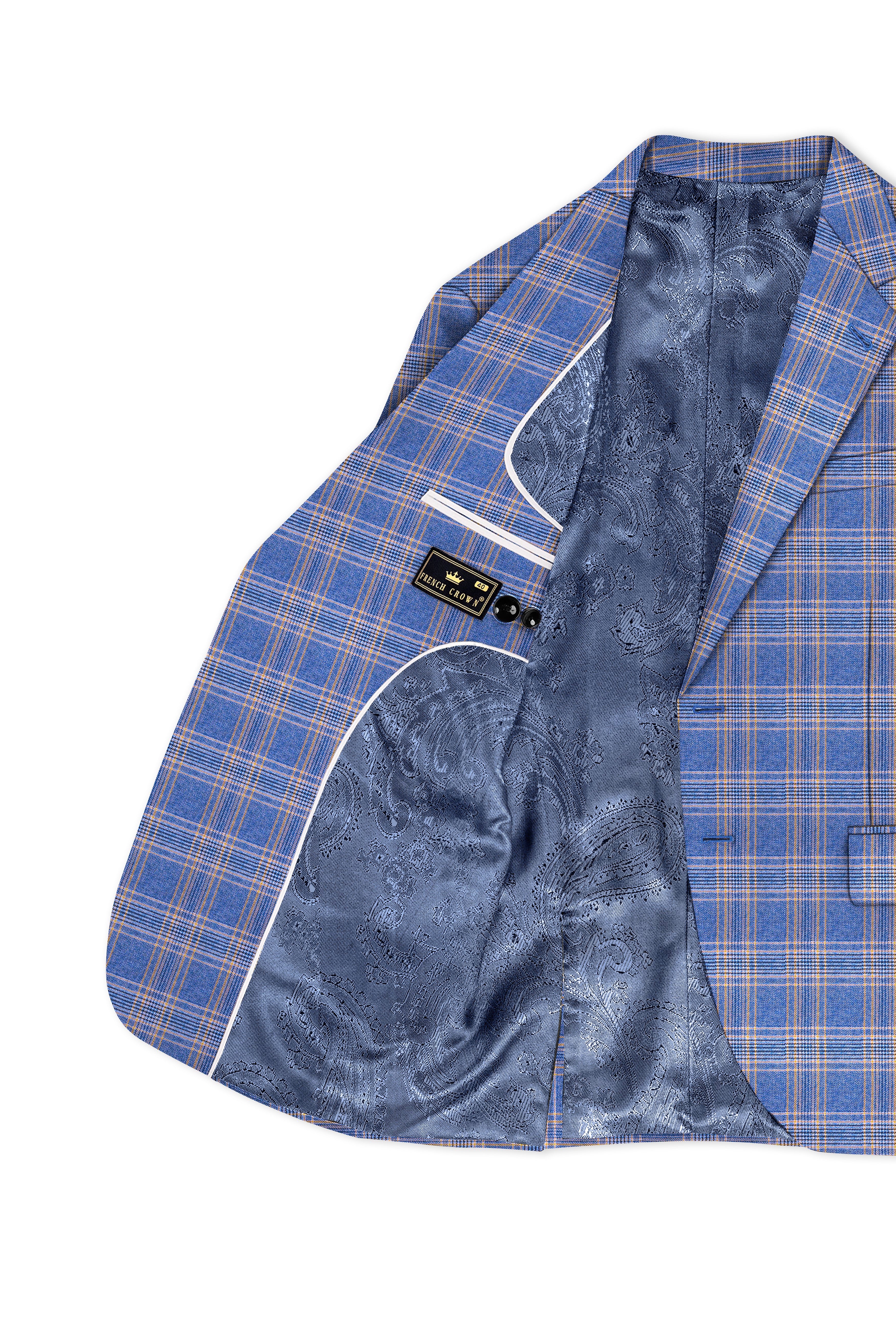 Waikawa Blue Plaid Single Breasted Wool Rich Blazer