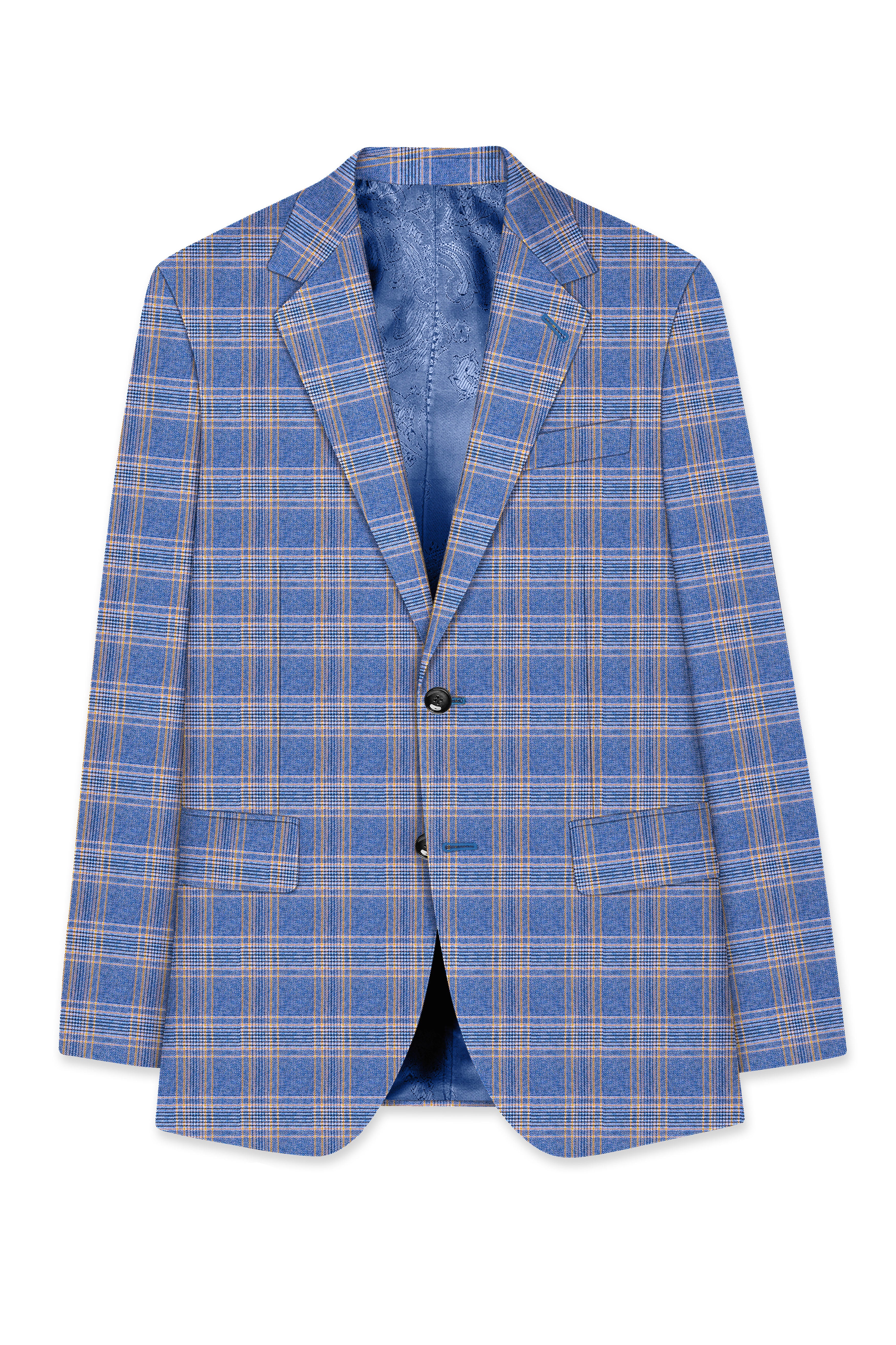 Waikawa Blue Plaid Single Breasted Wool Rich Blazer