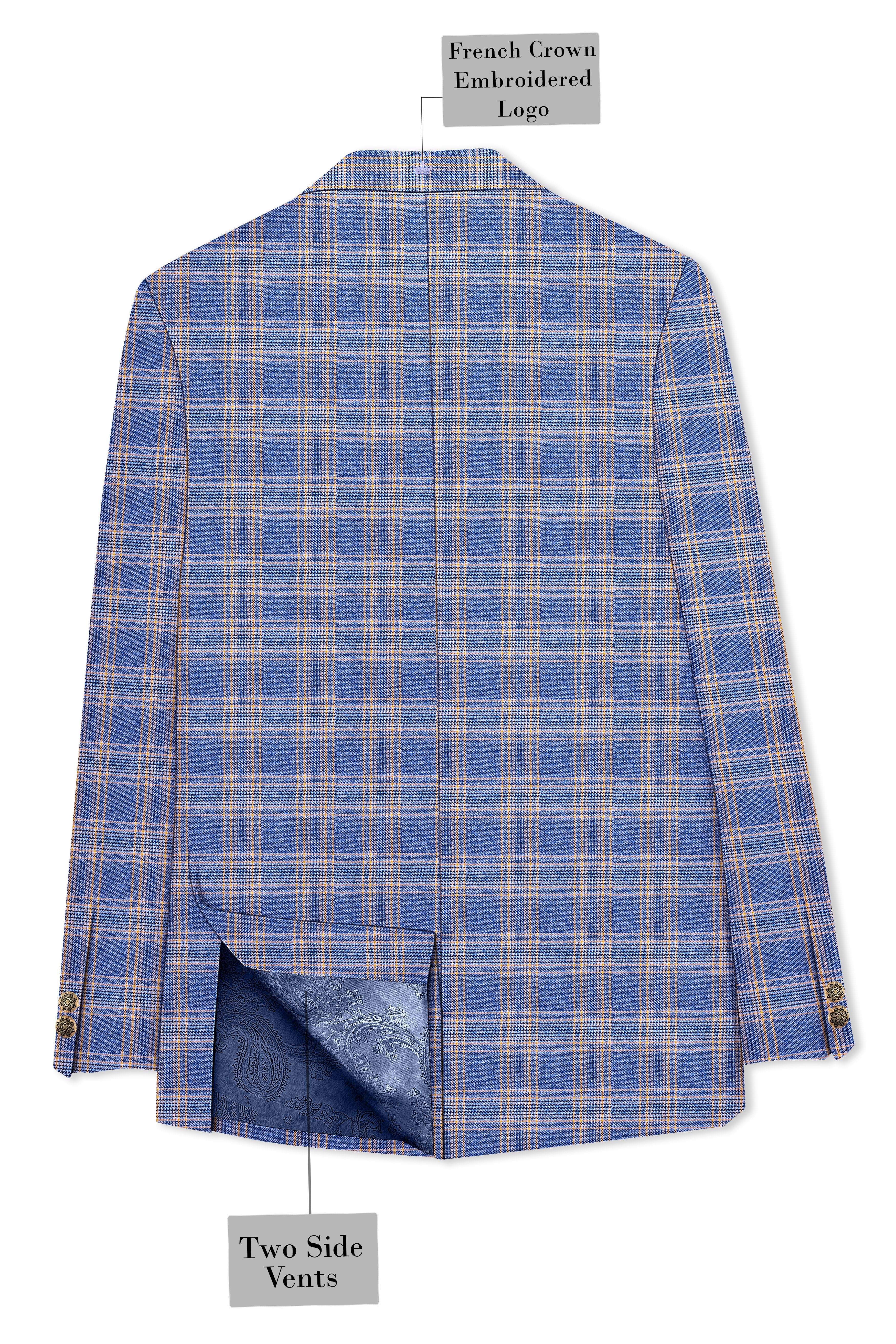 Waikawa Blue Plaid Single Breasted Wool Rich Blazer