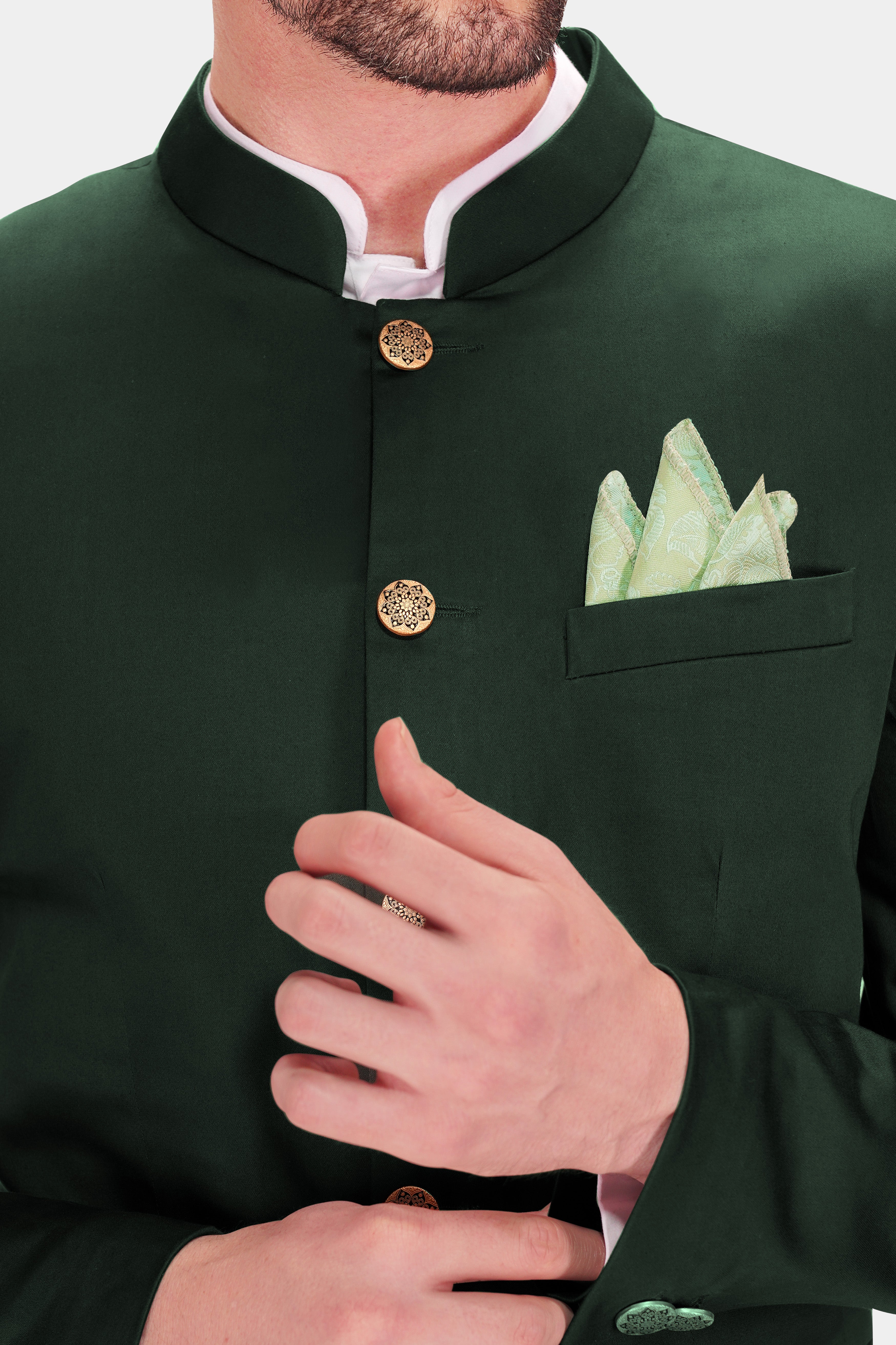 Heavy Metal Green Premium Cotton Bandhgala Stretchable Traveler Blazer BL2776-BG-36, BL2776-BG-38, BL2776-BG-40, BL2776-BG-42, BL2776-BG-44, BL2776-BG-46, BL2776-BG-48, BL2776-BG-50, BL2776-BG-52, BL2776-BG-54, BL2776-BG-56, BL2776-BG-58, BL2776-BG-60