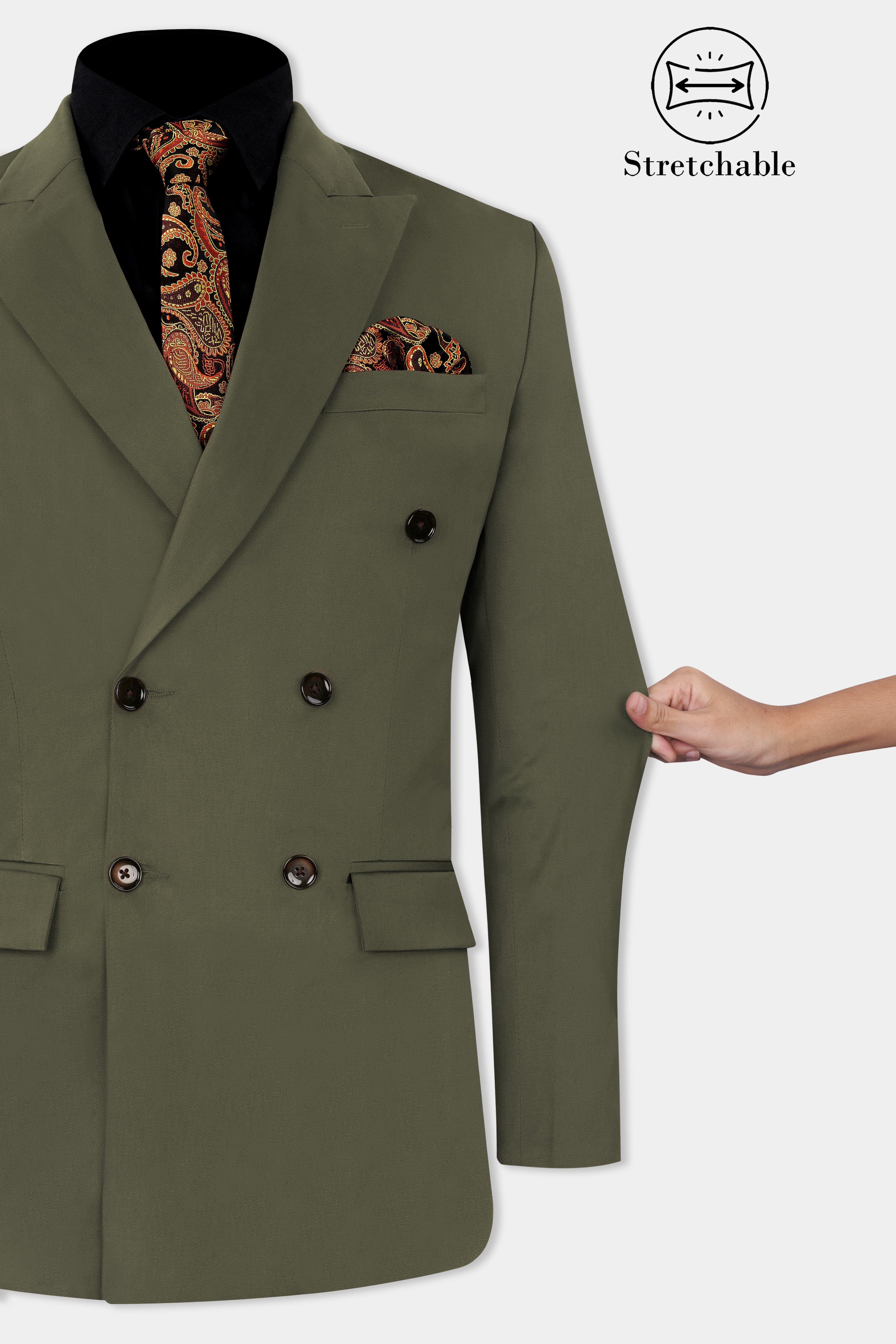 Hemlock Green Double Breasted Premium Cotton Stretchable Traveler Blazer BL2783-DB-36, BL2783-DB-38, BL2783-DB-40, BL2783-DB-42, BL2783-DB-44, BL2783-DB-46, BL2783-DB-48, BL2783-DB-50, BL2783-DB-52, BL2783-DB-54, BL2783-DB-56, BL2783-DB-58, BL2783-DB-60