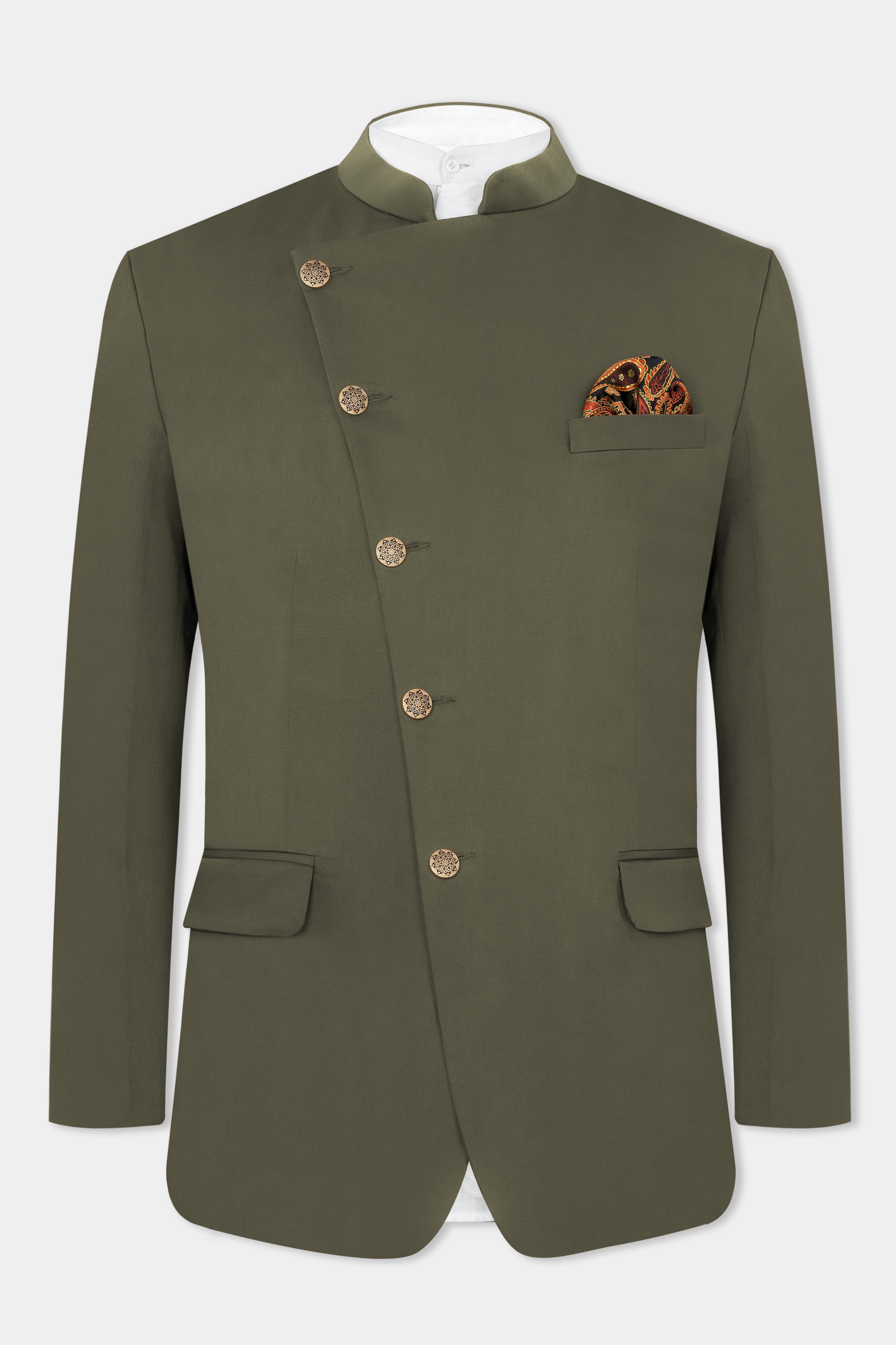 Hemlock Green Premium Cotton Cross Buttoned Bandhgala Stretchable Traveler Blazer BL2787-CBG-36, BL2787-CBG-38, BL2787-CBG-40, BL2787-CBG-42, BL2787-CBG-44, BL2787-CBG-46, BL2787-CBG-48, BL2787-CBG-50, BL2787-CBG-52, BL2787-CBG-54, BL2787-CBG-56, BL2787-CBG-58, BL2787-CBG-60