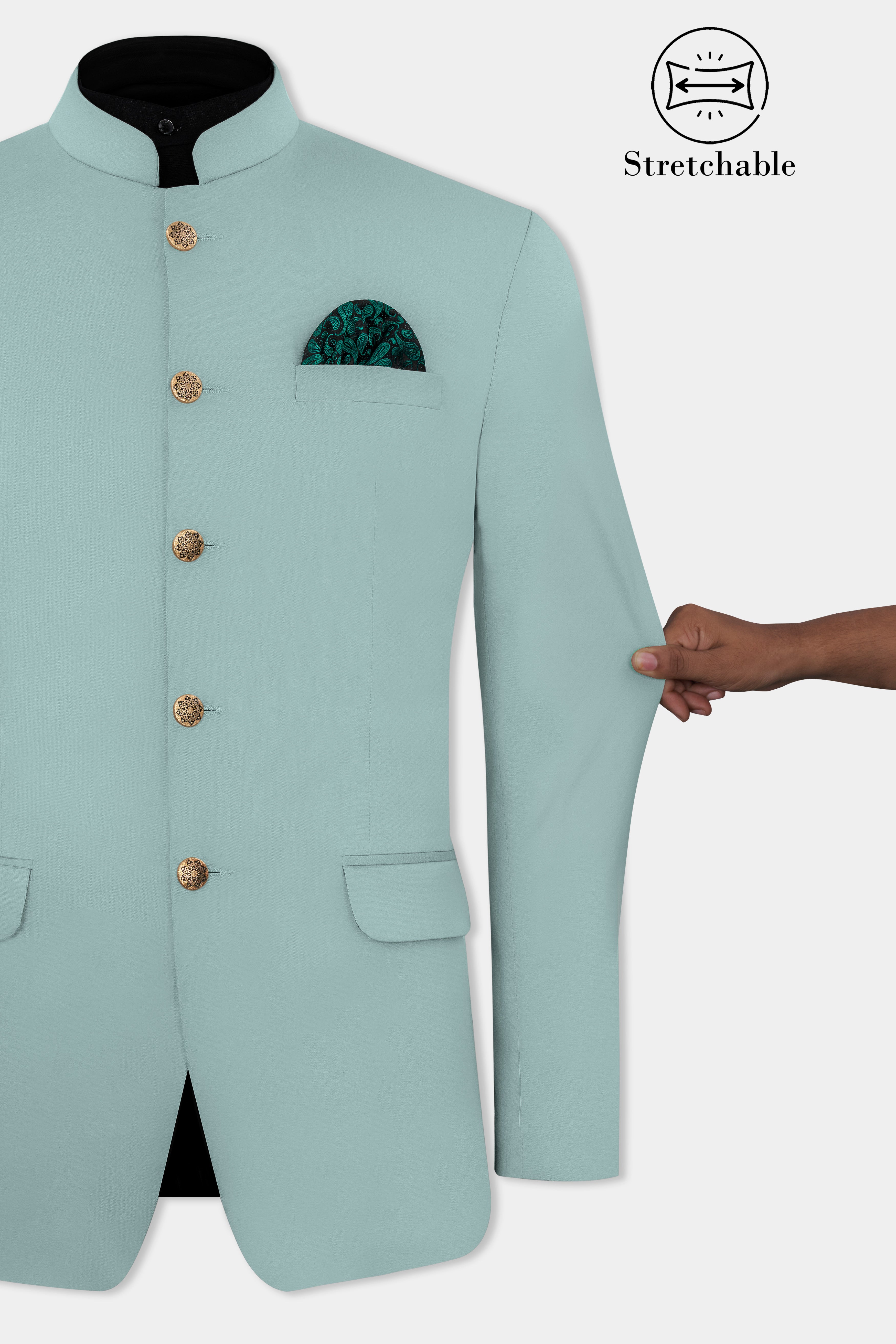 Edward Blue Premium Cotton Bandhgala Stretchable Traveler Blazer BL2791-BG-36, BL2791-BG-38, BL2791-BG-40, BL2791-BG-42, BL2791-BG-44, BL2791-BG-46, BL2791-BG-48, BL2791-BG-50, BL2791-BG-52, BL2791-BG-54, BL2791-BG-56, BL2791-BG-58, BL2791-BG-60