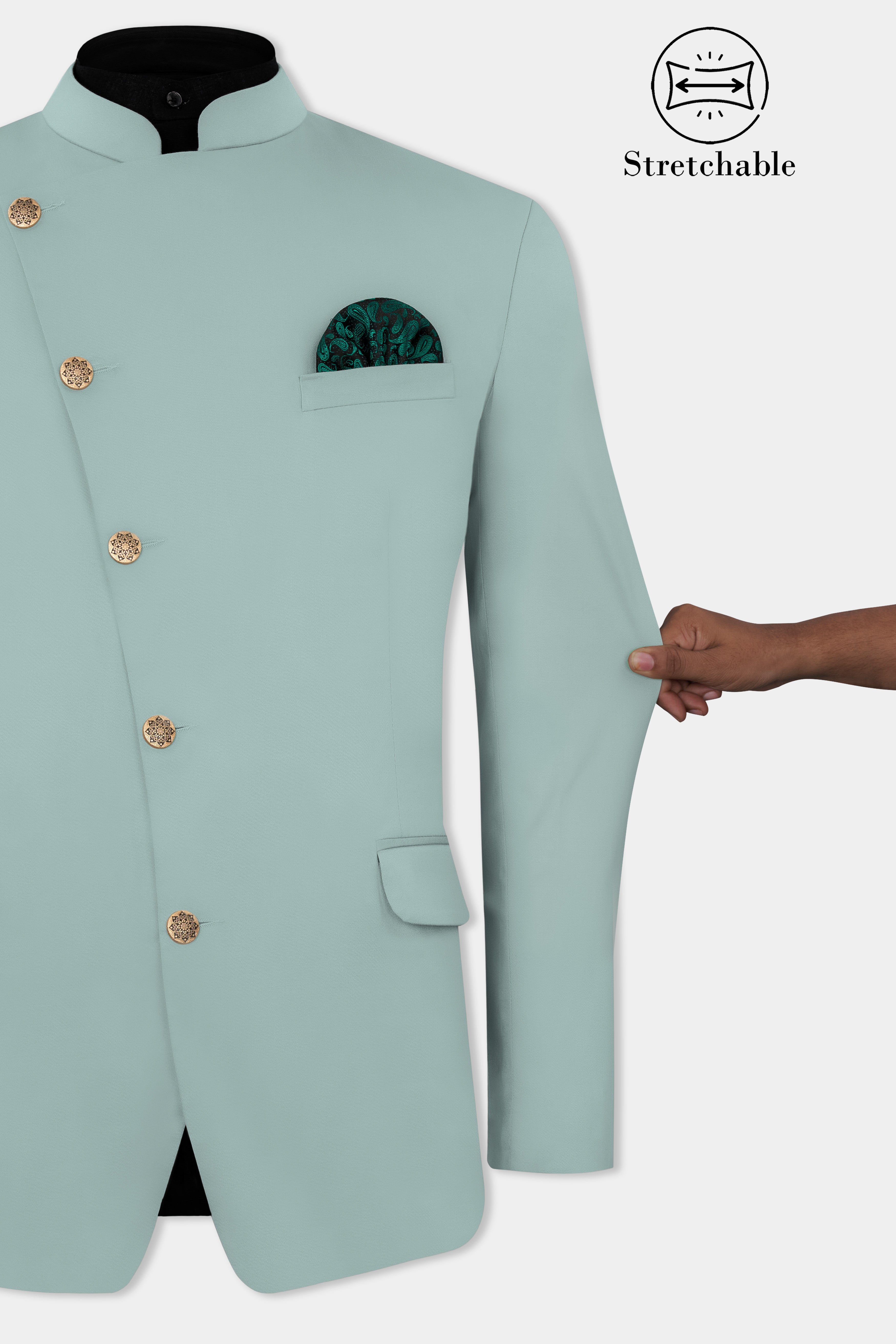 Edward Blue Premium Cotton Cross Buttoned Bandhgala Stretchable Traveler Blazer BL2792-CBG-36, BL2792-CBG-38, BL2792-CBG-40, BL2792-CBG-42, BL2792-CBG-44, BL2792-CBG-46, BL2792-CBG-48, BL2792-CBG-50, BL2792-CBG-52, BL2792-CBG-54, BL2792-CBG-56, BL2792-CBG-58, BL2792-CBG-60