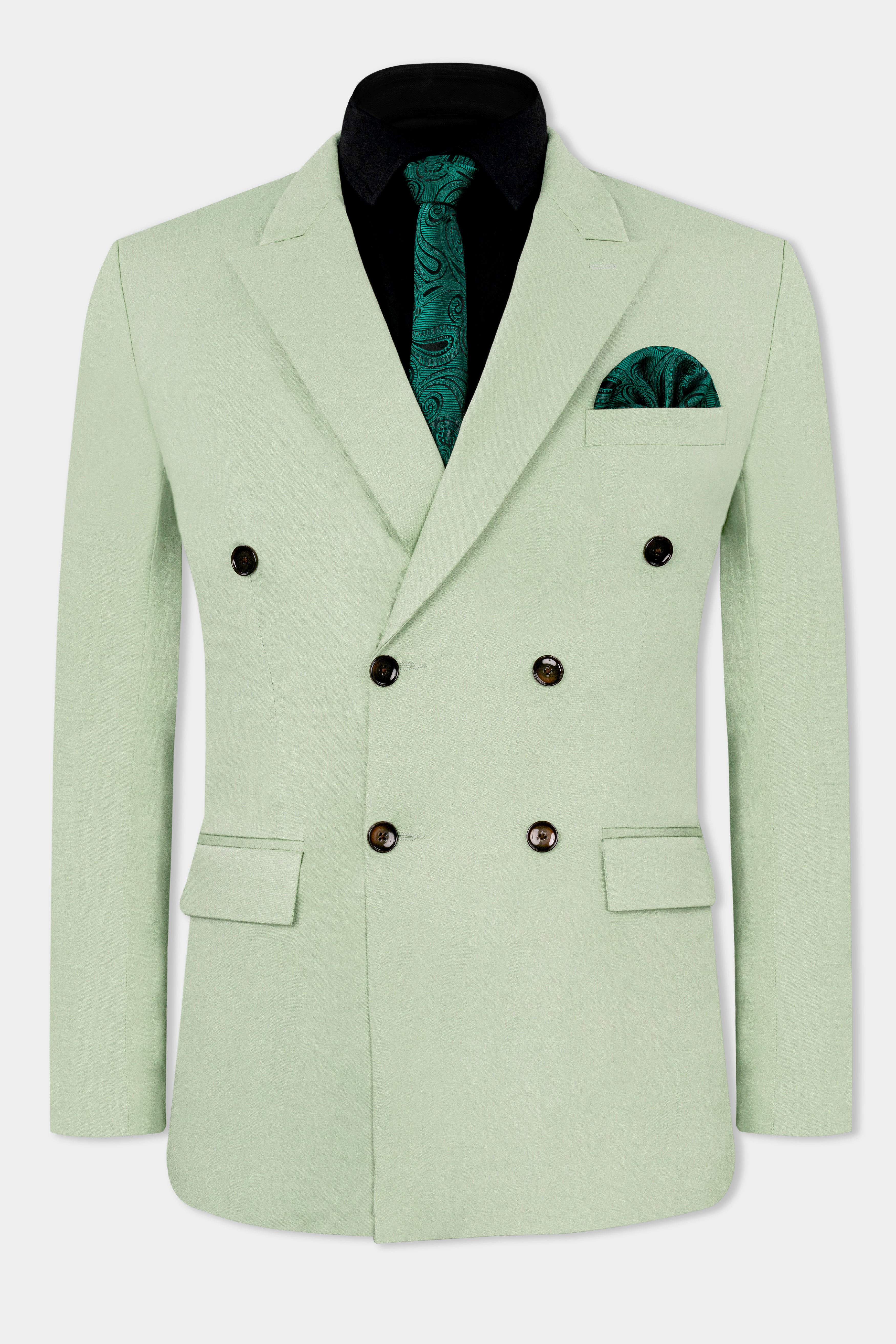 Coriander Green Double Breasted Premium Cotton Stretchable Traveler Blazer BL2793-DB-36, BL2793-DB-38, BL2793-DB-40, BL2793-DB-42, BL2793-DB-44, BL2793-DB-46, BL2793-DB-48, BL2793-DB-50, BL2793-DB-52, BL2793-DB-54, BL2793-DB-56, BL2793-DB-58, BL2793-DB-60