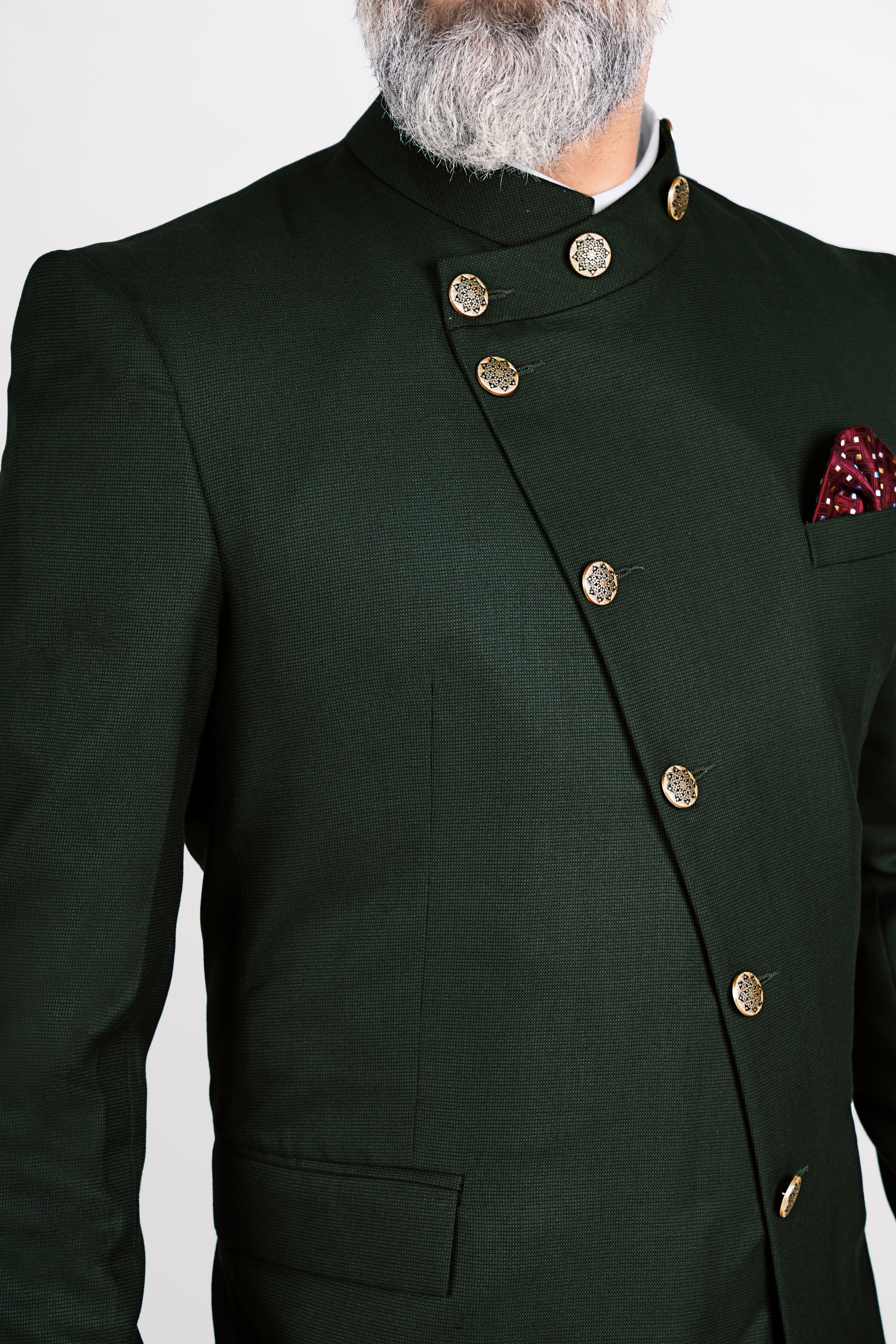 Dartmouth Green Wool Rich Cross Buttoned Bandhgala Designer Blazer BL2822-D178-36, BL2822-D178-38, BL2822-D178-40, BL2822-D178-42, BL2822-D178-44, BL2822-D178-46, BL2822-D178-48, BL2822-D178-50, BL2822-D178-52, BL2822-D178-54, BL2822-D178-56, BL2822-D178-58, BL2822-D178-60