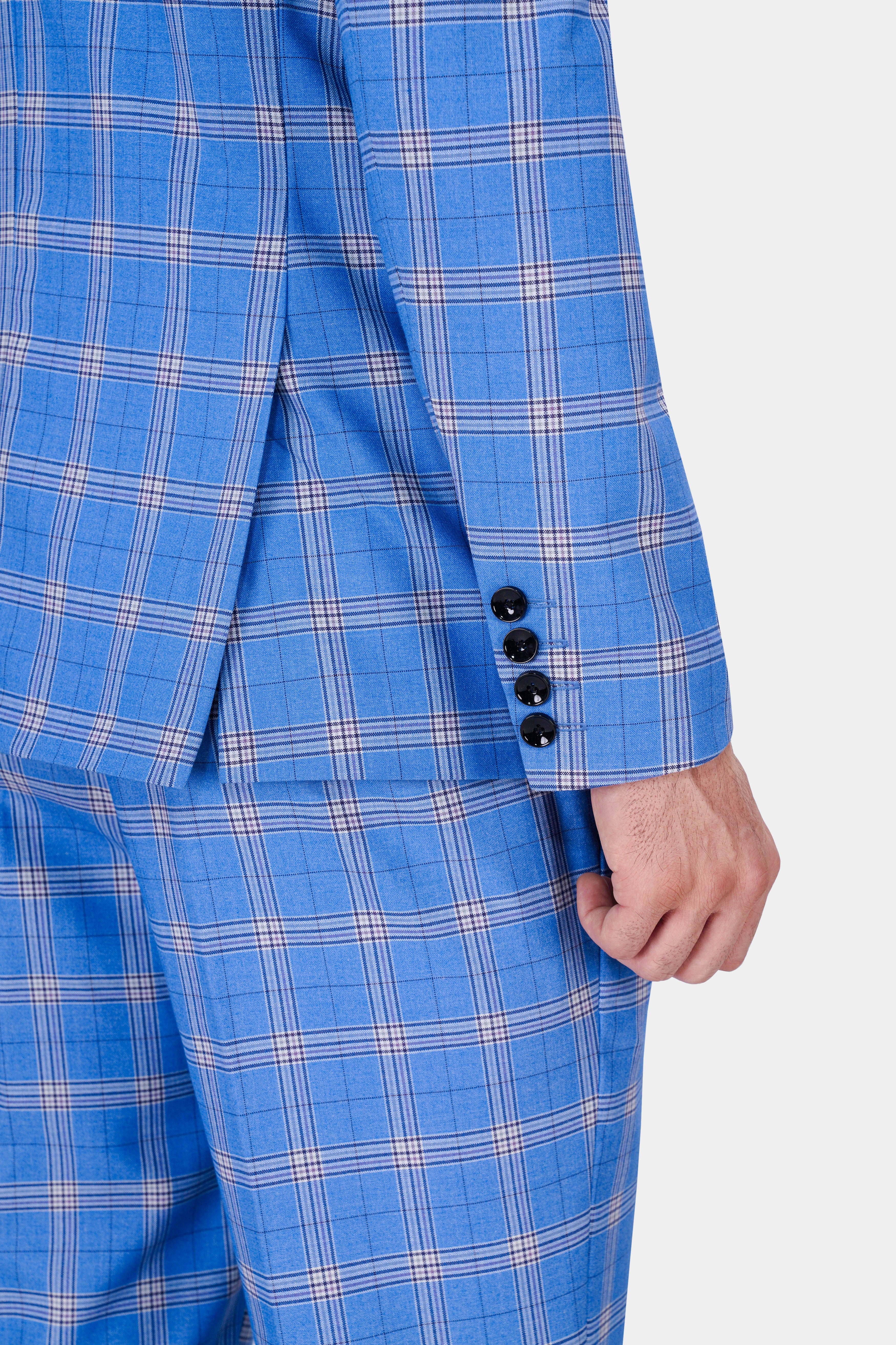 Celestial Blue and Martinique Purple Plaid Wool Rich Designer Blazer BL2855-SB-D396-36, BL2855-SB-D396-38, BL2855-SB-D396-40, BL2855-SB-D396-42, BL2855-SB-D396-44, BL2855-SB-D396-46, BL2855-SB-D396-48, BL2855-SB-D396-50, BL2855-SB-D396-52, BL2855-SB-D396-54, BL2855-SB-D396-56, BL2855-SB-D396-58, BL2855-SB-D396-60