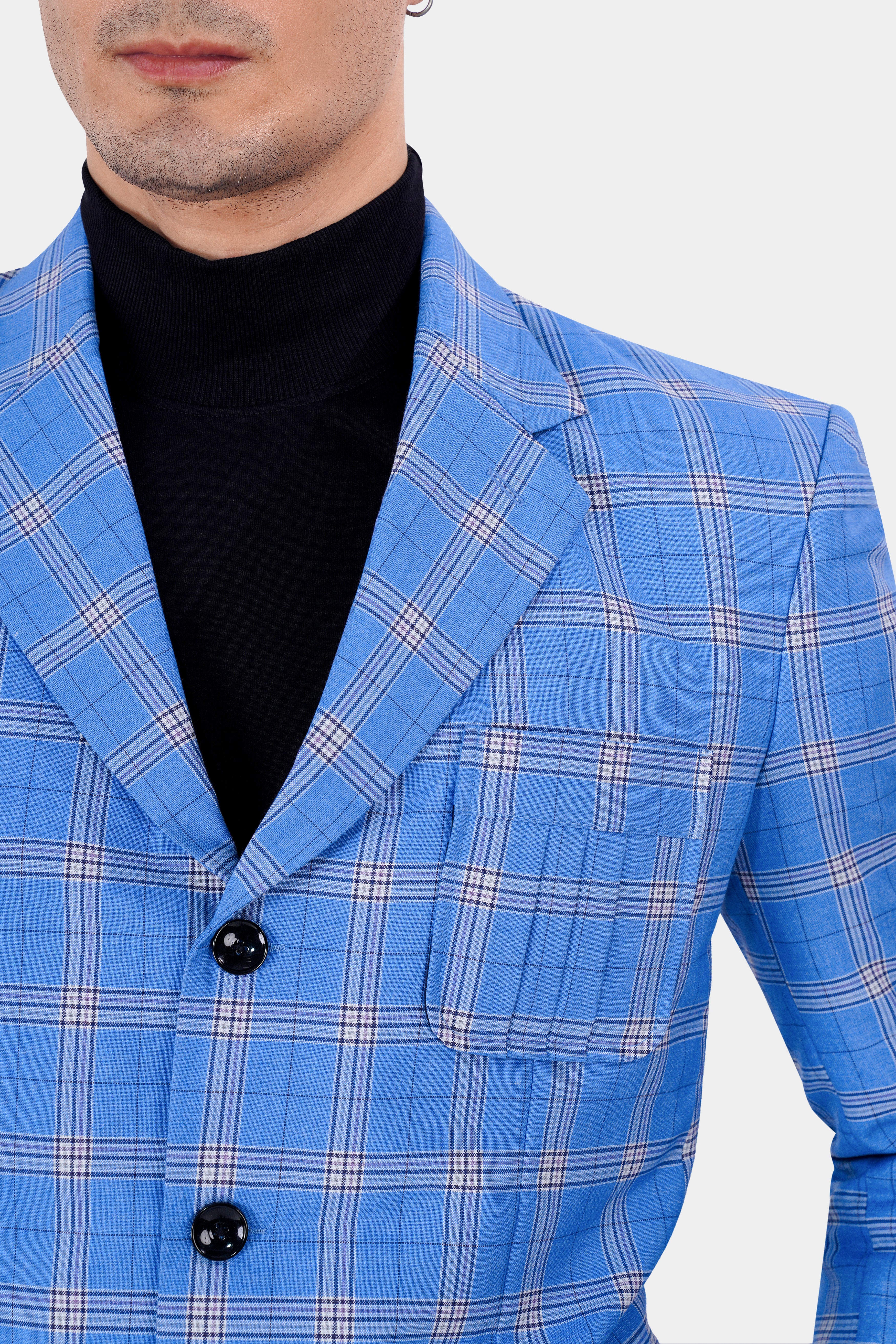 Celestial Blue and Martinique Purple Plaid Wool Rich Designer Blazer BL2856-SB-D395-36, BL2856-SB-D395-38, BL2856-SB-D395-40, BL2856-SB-D395-42, BL2856-SB-D395-44, BL2856-SB-D395-46, BL2856-SB-D395-48, BL2856-SB-D395-50, BL2856-SB-D395-52, BL2856-SB-D395-54, BL2856-SB-D395-56, BL2856-SB-D395-58, BL2856-SB-D395-60