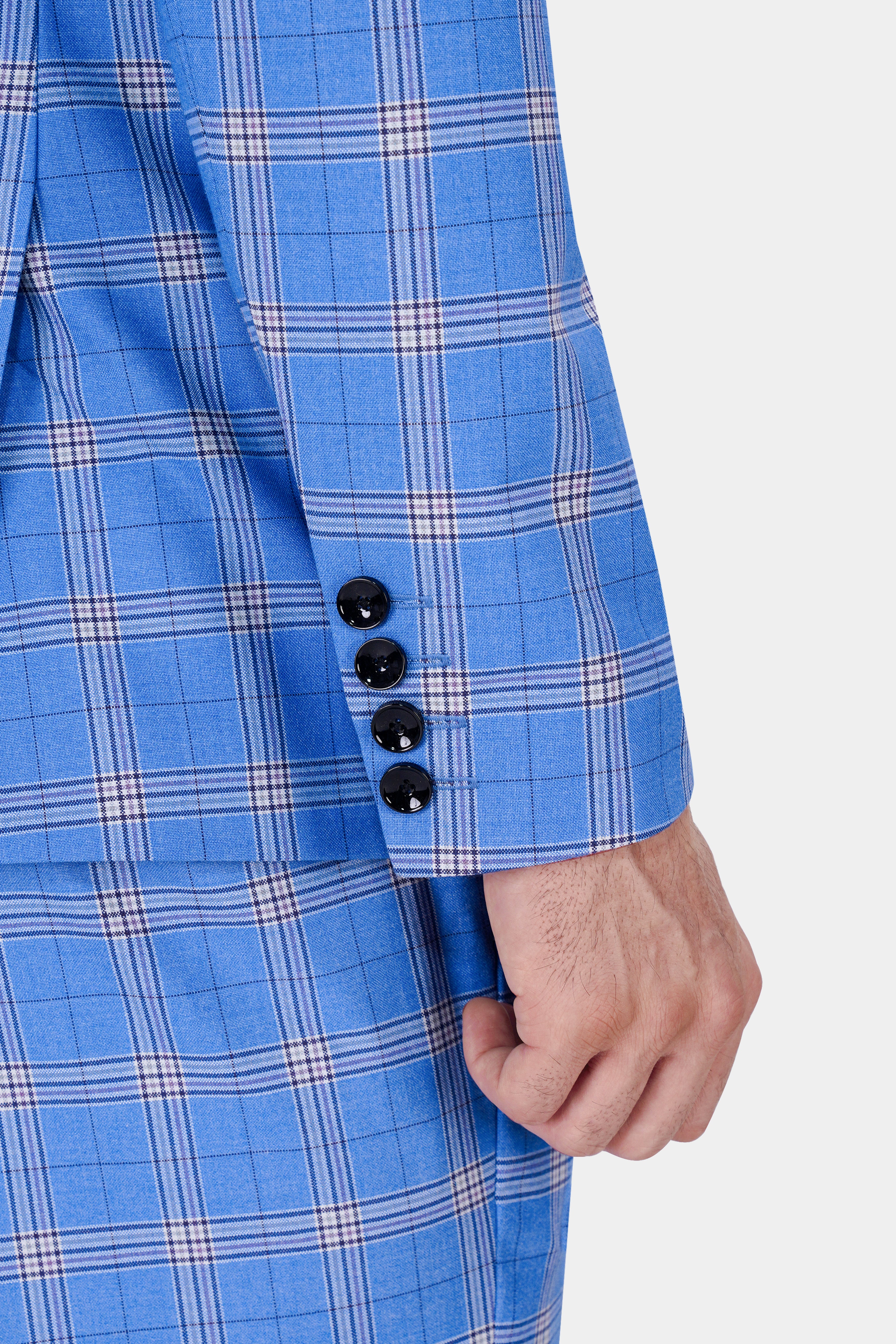 Celestial Blue and Martinique Purple Plaid Wool Rich Designer Blazer BL2856-SB-D395-36, BL2856-SB-D395-38, BL2856-SB-D395-40, BL2856-SB-D395-42, BL2856-SB-D395-44, BL2856-SB-D395-46, BL2856-SB-D395-48, BL2856-SB-D395-50, BL2856-SB-D395-52, BL2856-SB-D395-54, BL2856-SB-D395-56, BL2856-SB-D395-58, BL2856-SB-D395-60