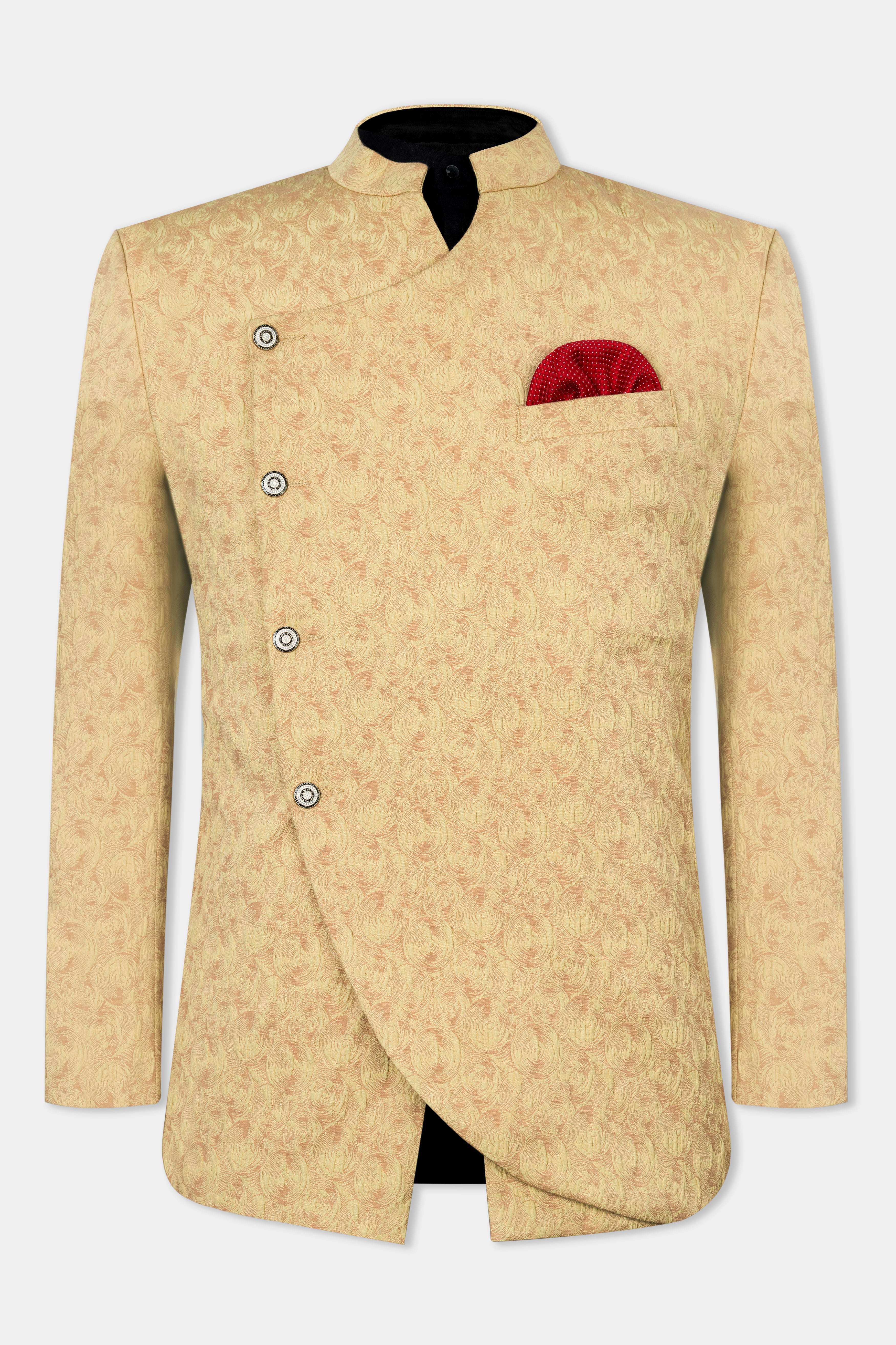 Putty Brown Textured Cross Buttoned Bandhgala Designer Blazer BL2866-D432-36, BL2866-D432-38, BL2866-D432-40, BL2866-D432-42, BL2866-D432-44, BL2866-D432-46, BL2866-D432-48, BL2866-D432-50, BL2866-D432-66, BL2866-D432-54, BL2866-D432-56, BL2866-D432-58, BL2866-D432-60