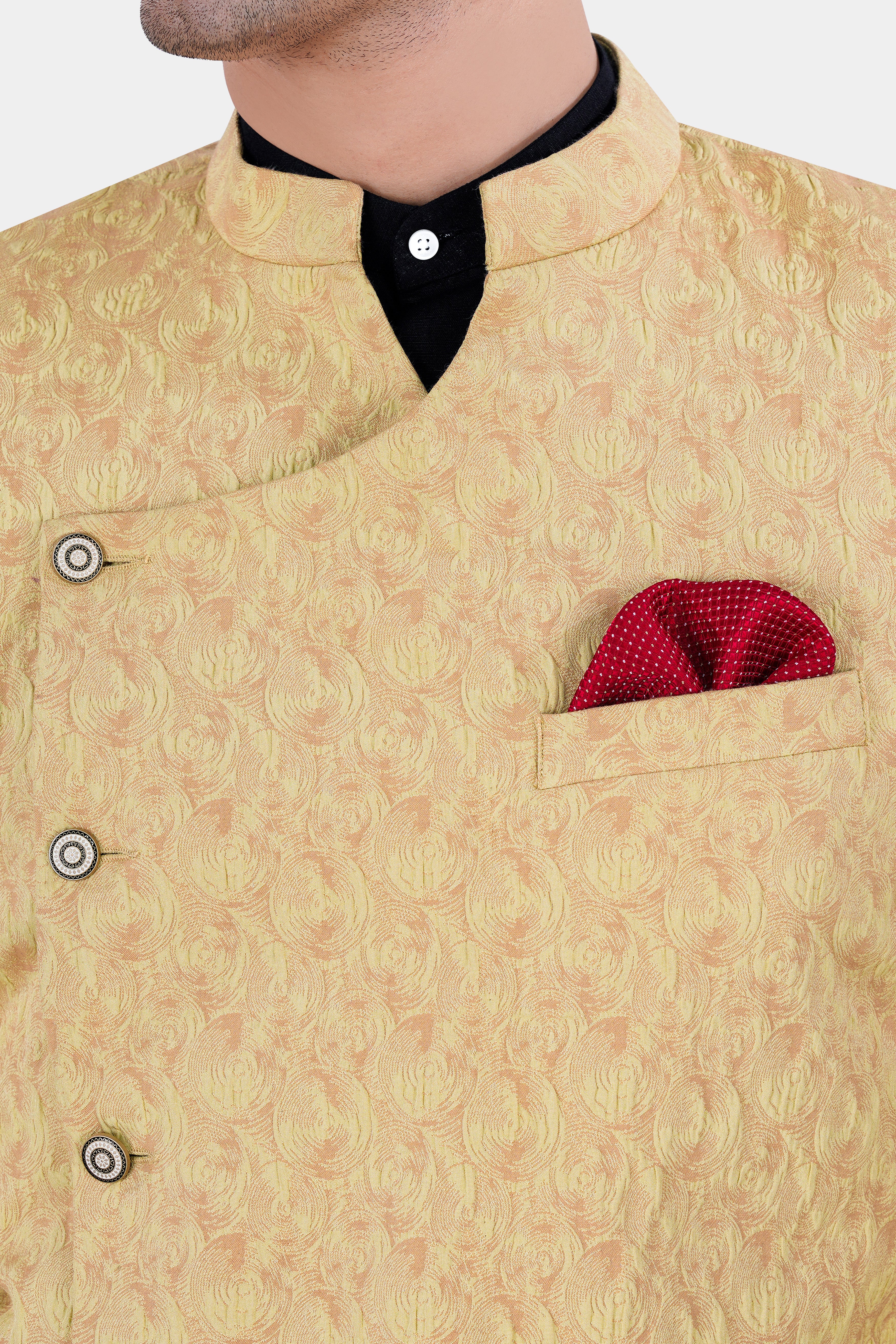 Putty Brown Textured Cross Buttoned Bandhgala Designer Blazer BL2866-D432-36, BL2866-D432-38, BL2866-D432-40, BL2866-D432-42, BL2866-D432-44, BL2866-D432-46, BL2866-D432-48, BL2866-D432-50, BL2866-D432-66, BL2866-D432-54, BL2866-D432-56, BL2866-D432-58, BL2866-D432-60