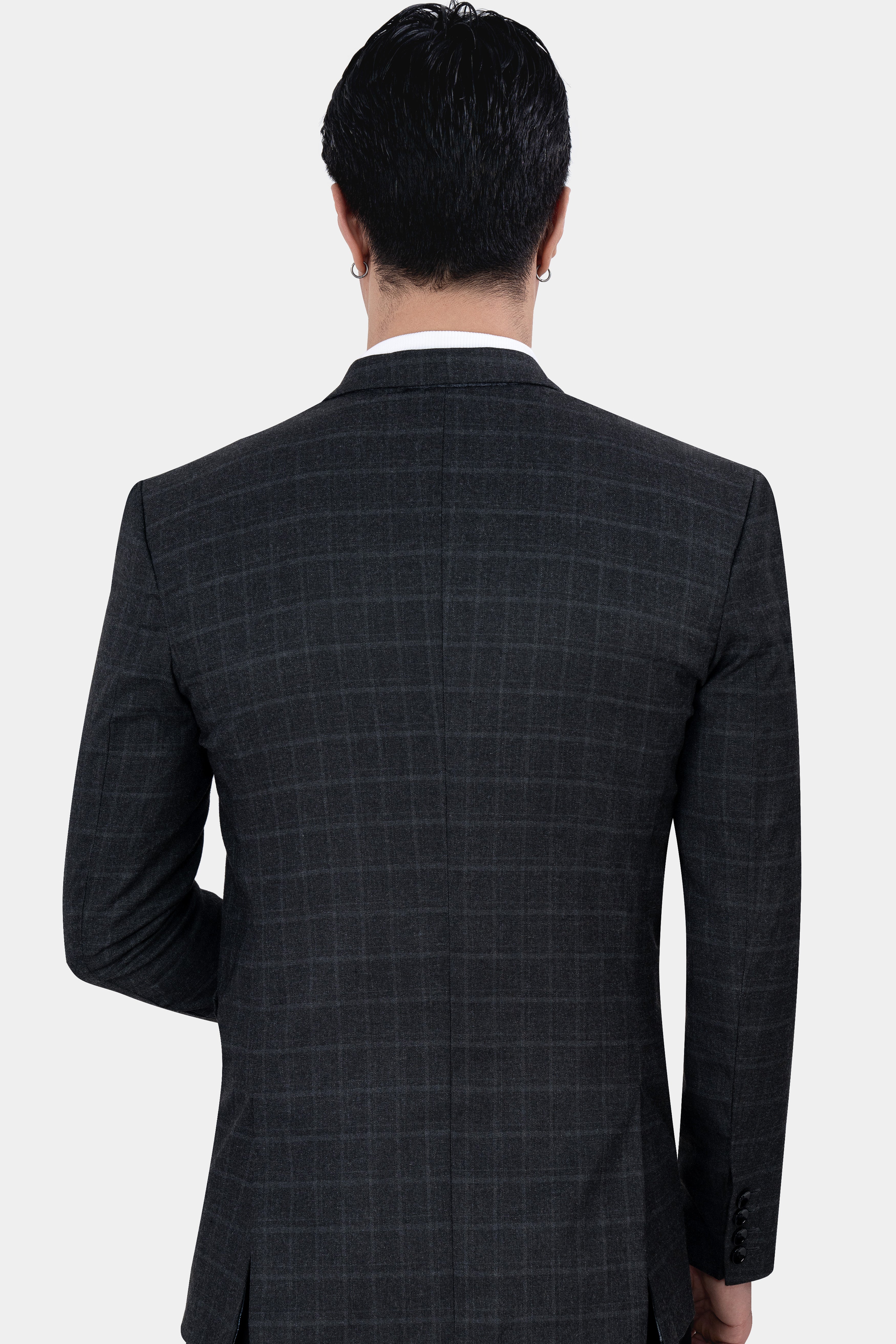 Vulcan Black with Marengo Gray Windowpane Tweed Designer Blazer BL2875-SB-D320-36, BL2875-SB-D320-38, BL2875-SB-D320-40, BL2875-SB-D320-42, BL2875-SB-D320-44, BL2875-SB-D320-46, BL2875-SB-D320-48, BL2875-SB-D320-50, BL2875-SB-D320-75-SB, BL2875-SB-D320-54, BL2875-SB-D320-56, BL2875-SB-D320-58, BL2875-SB-D320-60