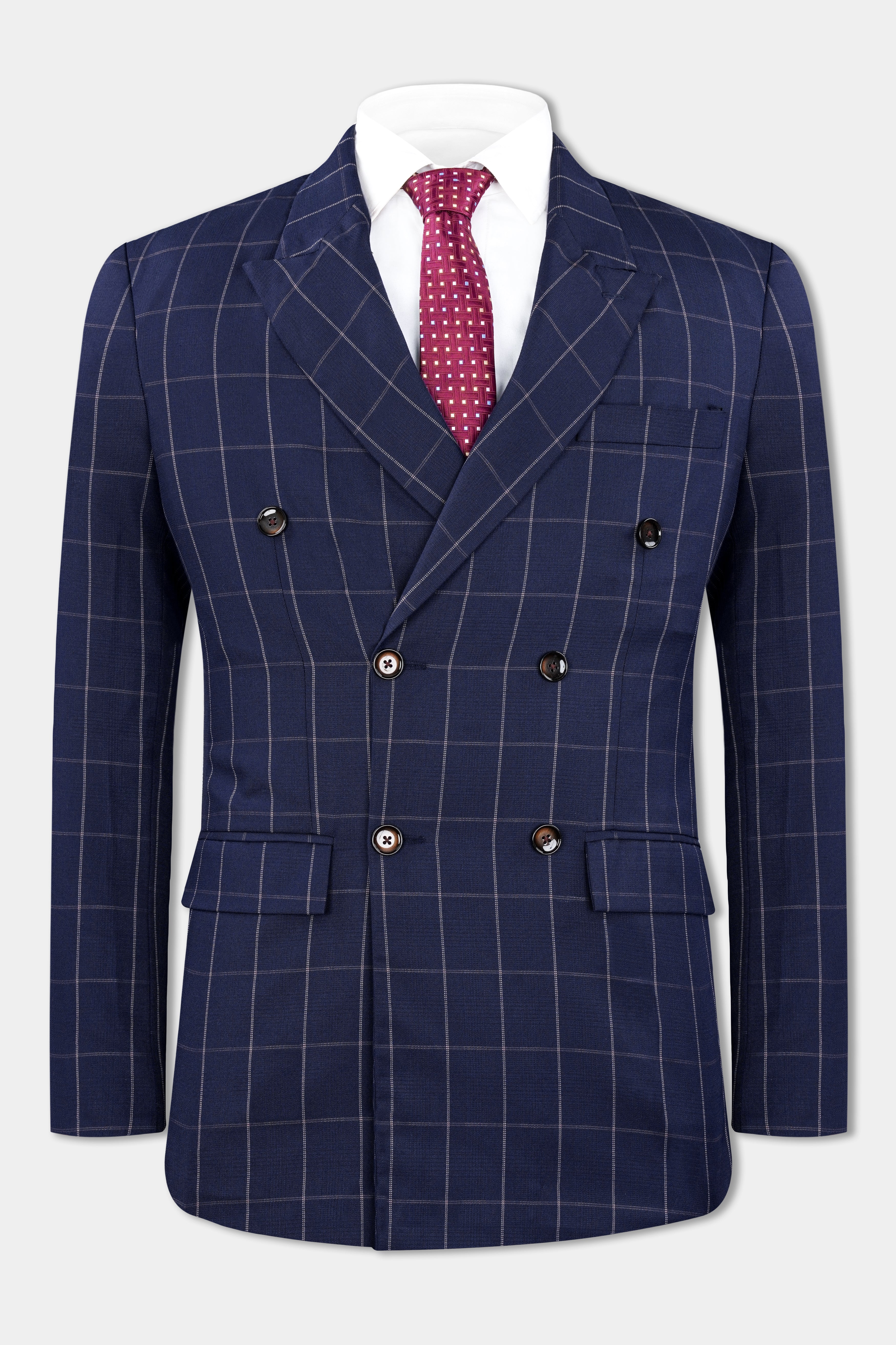 Admiral Blue Windowpane Wool Rich Double Breasted Blazer BL2904-DB-36, BL2904-DB-38, BL2904-DB-40, BL2904-DB-42, BL2904-DB-44, BL2904-DB-46, BL2904-DB-48, BL2904-DB-50, BL2904-DB-52, BL2904-DB-54, BL2904-DB-56, BL2904-DB-58, BL2904-DB-60