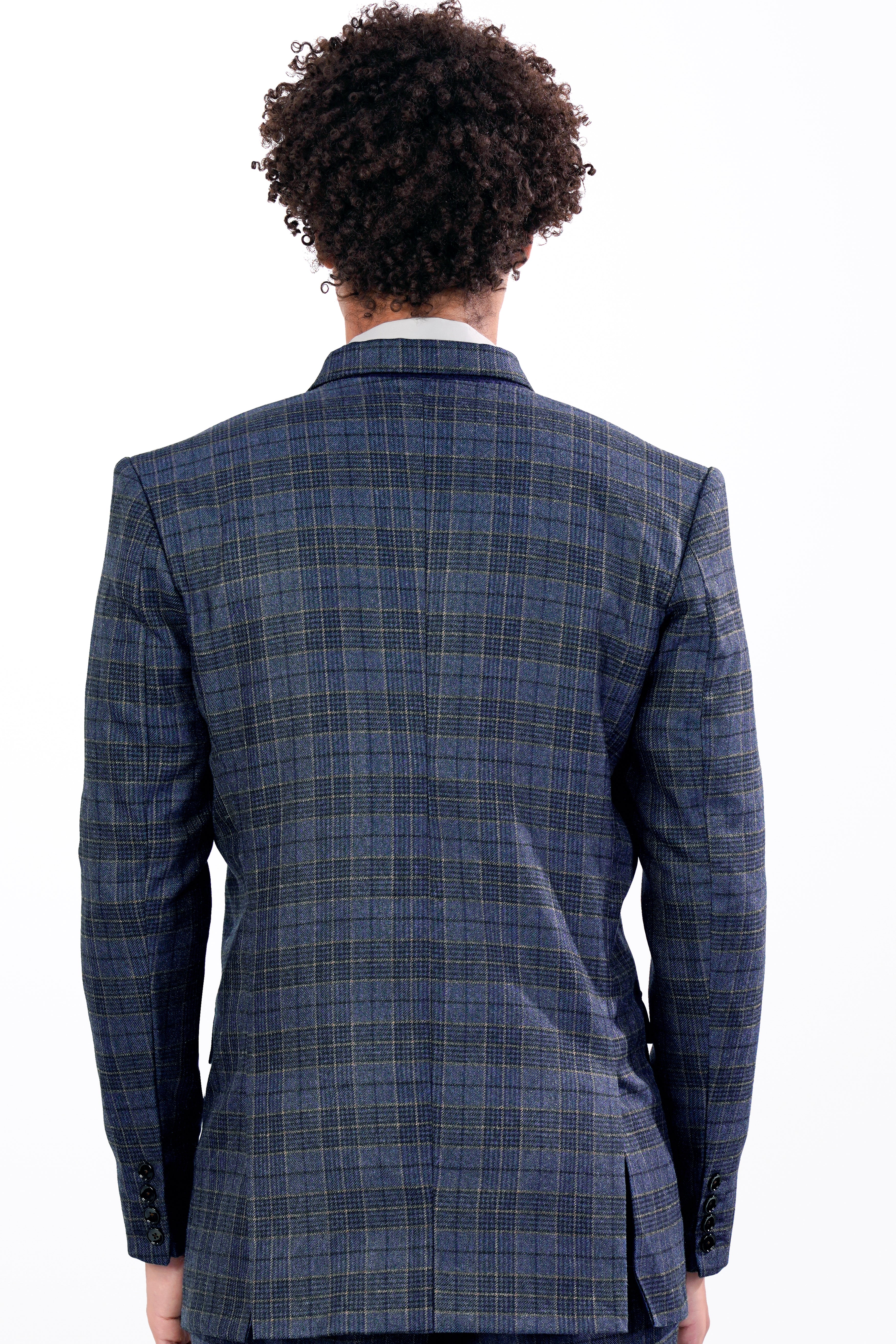 Bayoux Blue and Ironside Gray Plaid Tweed Double Breasted Blazer BL2908-DB-D74-36, BL2908-DB-D74-38, BL2908-DB-D74-40, BL2908-DB-D74-42, BL2908-DB-D74-44, BL2908-DB-D74-46, BL2908-DB-D74-48, BL2908-DB-D74-50, BL2908-DB-D74-52, BL2908-DB-D74-54, BL2908-DB-D74-56, BL2908-DB-D74-58, BL2908-DB-D74-60