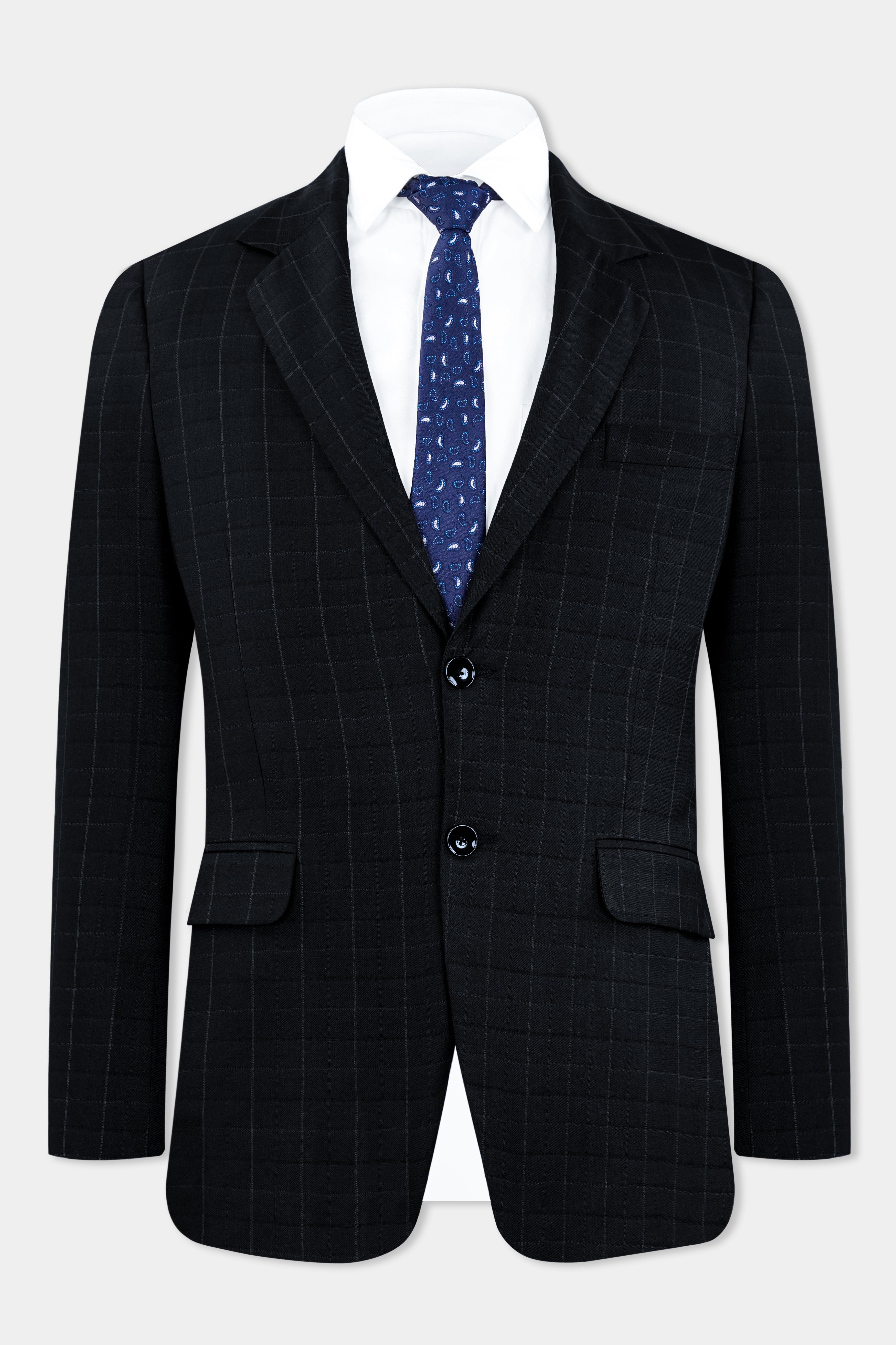 Jade Black Subtle Checkered Wool Rich Blazer BL2909-SB-36, BL2909-SB-38, BL2909-SB-40, BL2909-SB-42, BL2909-SB-44, BL2909-SB-46, BL2909-SB-48, BL2909-SB-50, BL2909-SB-52, BL2909-SB-54, BL2909-SB-56, BL2909-SB-58, BL2909-SB-60
