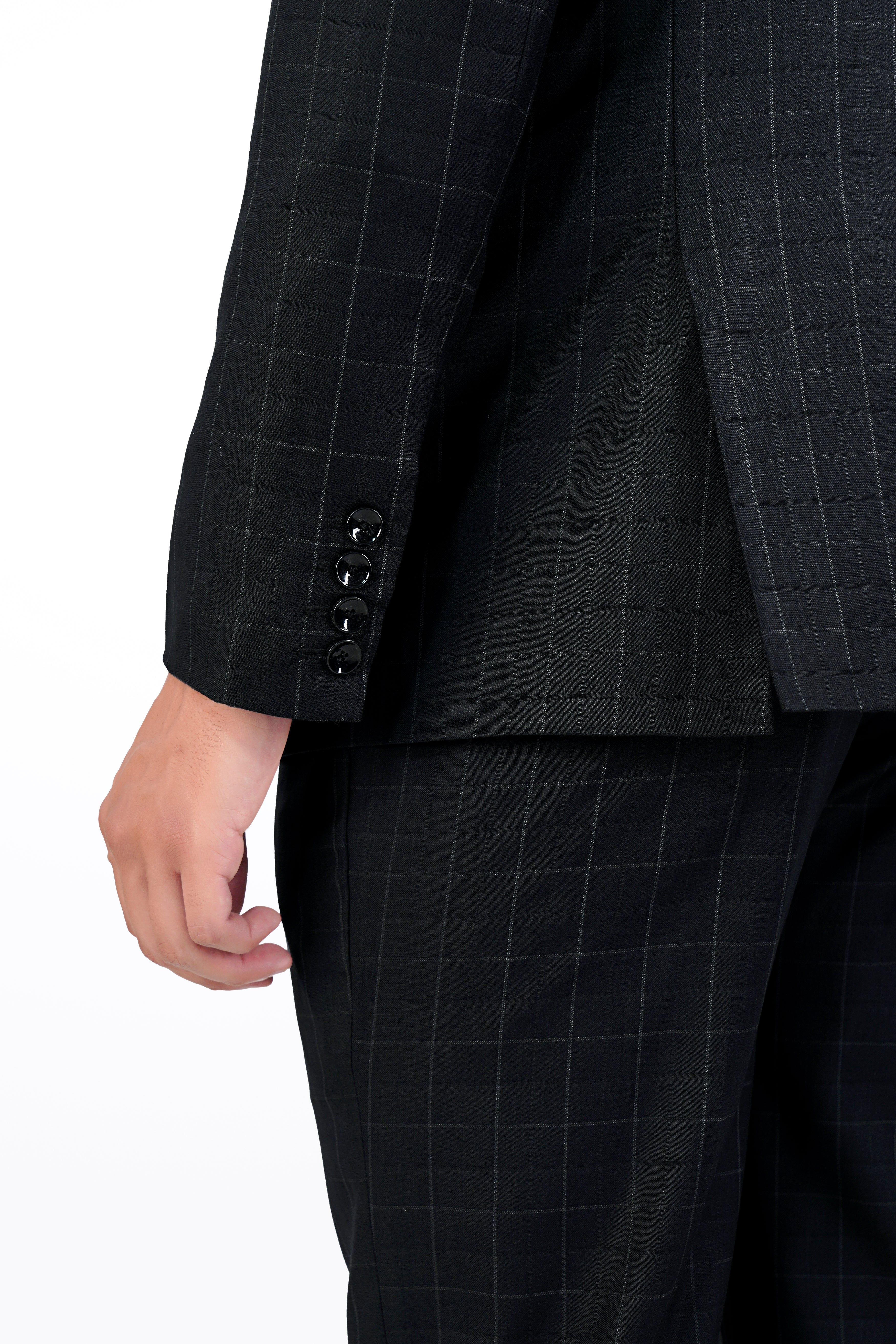 Jade Black Subtle Checkered Wool Rich Blazer BL2909-SB-36, BL2909-SB-38, BL2909-SB-40, BL2909-SB-42, BL2909-SB-44, BL2909-SB-46, BL2909-SB-48, BL2909-SB-50, BL2909-SB-52, BL2909-SB-54, BL2909-SB-56, BL2909-SB-58, BL2909-SB-60