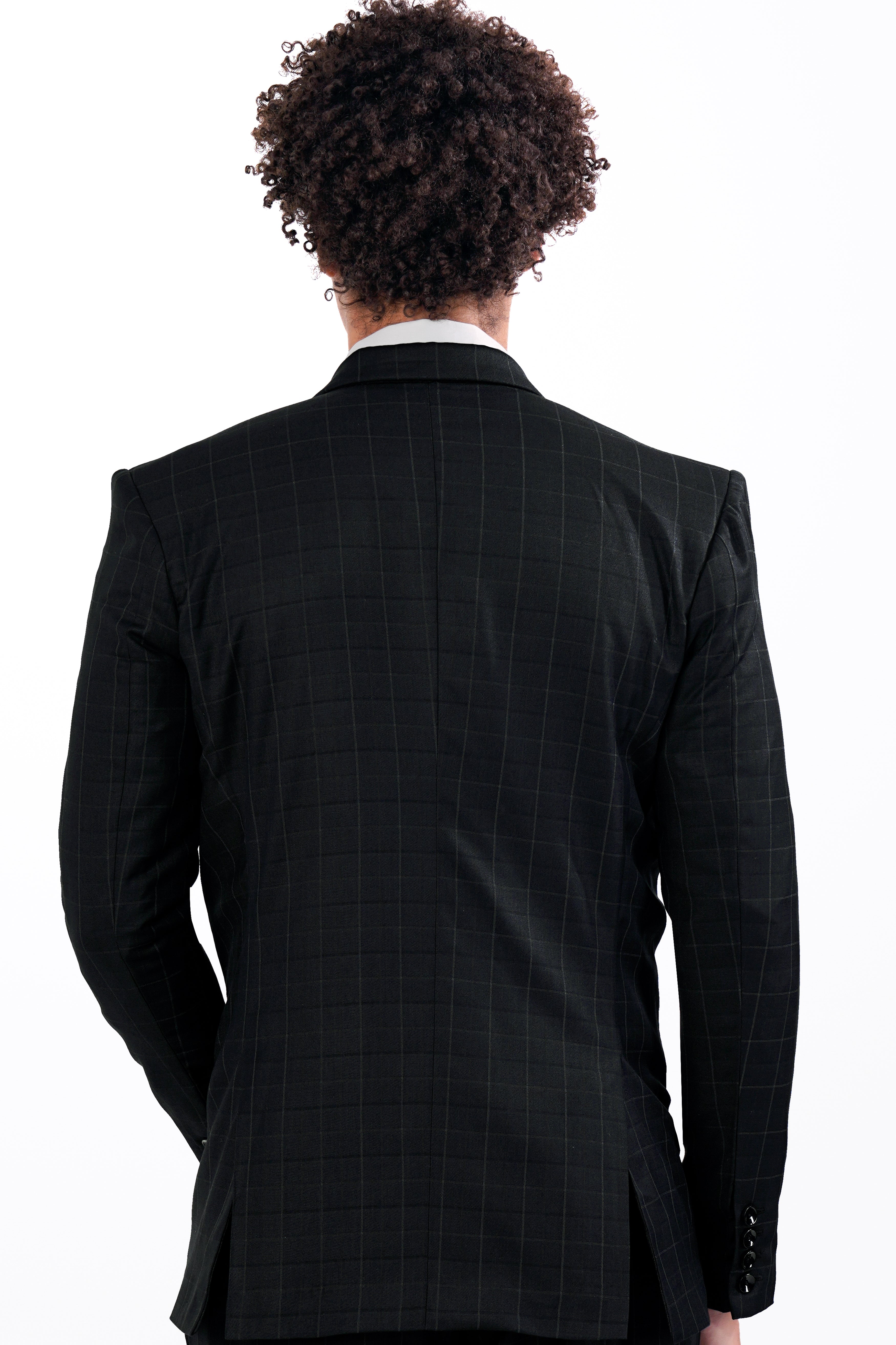 Jade Black Subtle Checkered Wool Rich Blazer BL2909-SB-36, BL2909-SB-38, BL2909-SB-40, BL2909-SB-42, BL2909-SB-44, BL2909-SB-46, BL2909-SB-48, BL2909-SB-50, BL2909-SB-52, BL2909-SB-54, BL2909-SB-56, BL2909-SB-58, BL2909-SB-60