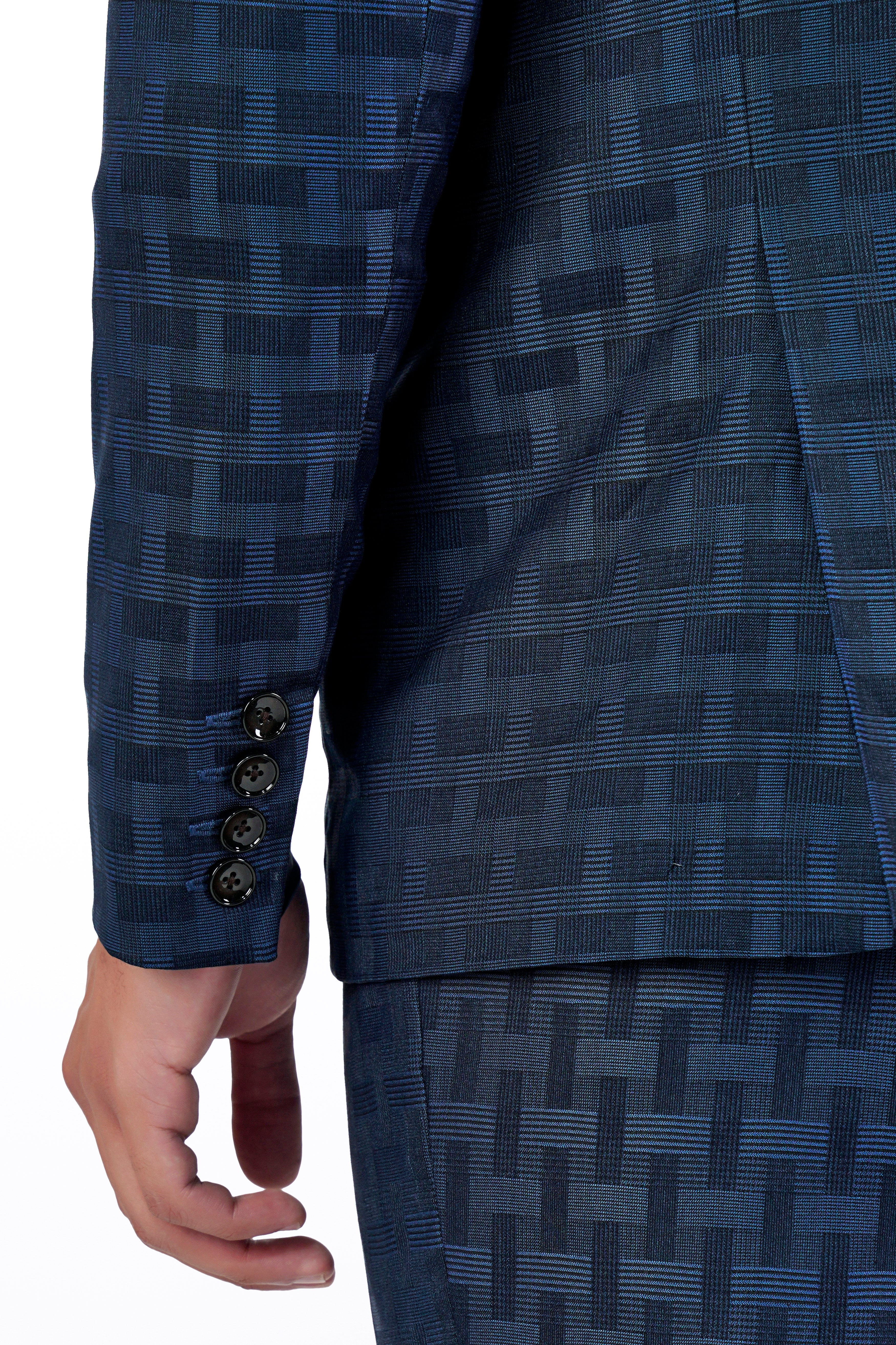 Midnight Blue with Nile Blue Jacquard Textured Double Breasted Blazer BL2910-DB-36, BL2910-DB-38, BL2910-DB-40, BL2910-DB-42, BL2910-DB-44, BL2910-DB-46, BL2910-DB-48, BL2910-DB-50, BL2910-DB-52, BL2910-DB-54, BL2910-DB-56, BL2910-DB-58, BL2910-DB-60