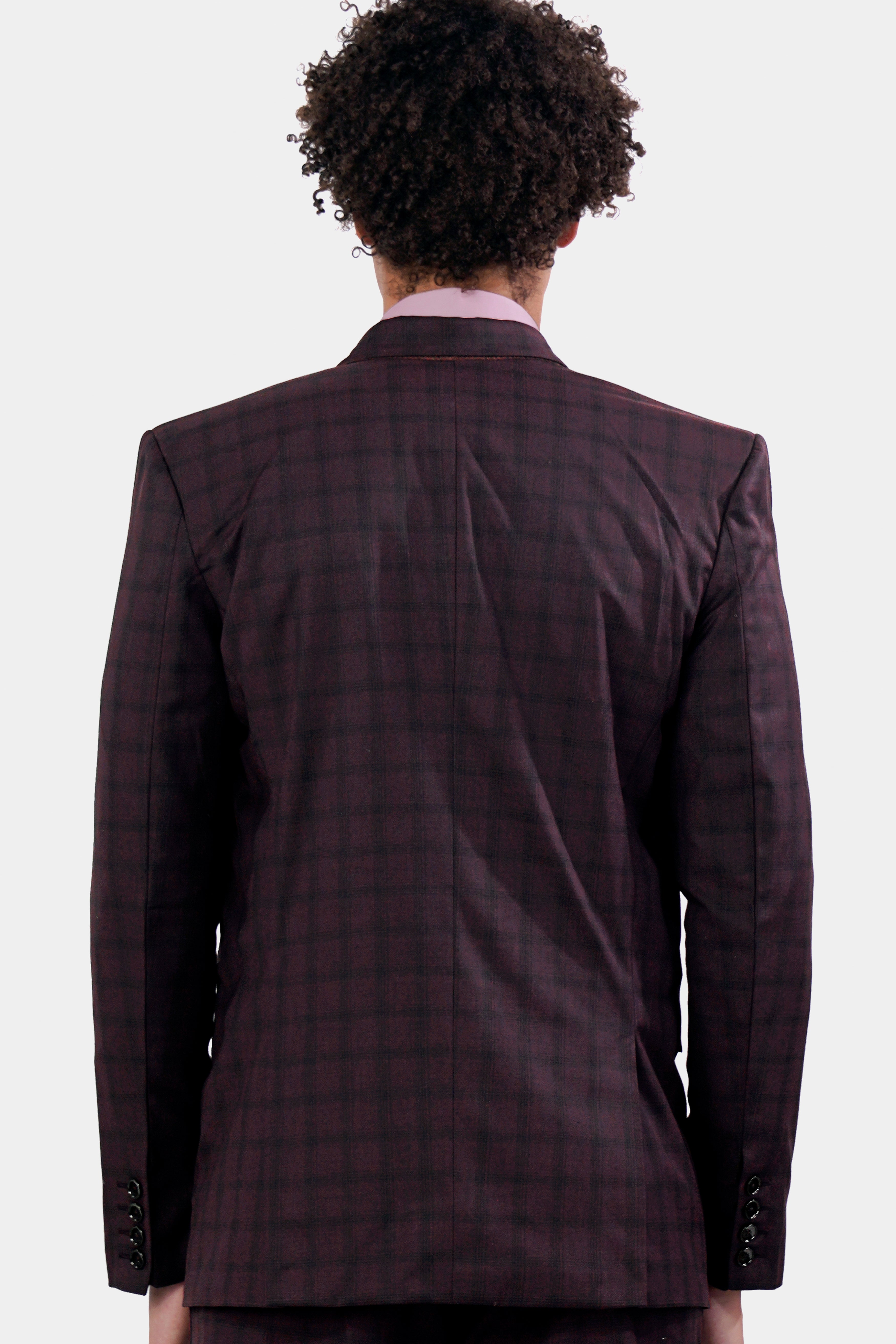 Cinder Purple Checkered Double Breasted Wool Rich Blazer BL2916-DB-36, BL2916-DB-38, BL2916-DB-40, BL2916-DB-42, BL2916-DB-44, BL2916-DB-46, BL2916-DB-48, BL2916-DB-50, BL2916-DB-52, BL2916-DB-54, BL2916-DB-56, BL2916-DB-58, BL2916-DB-60