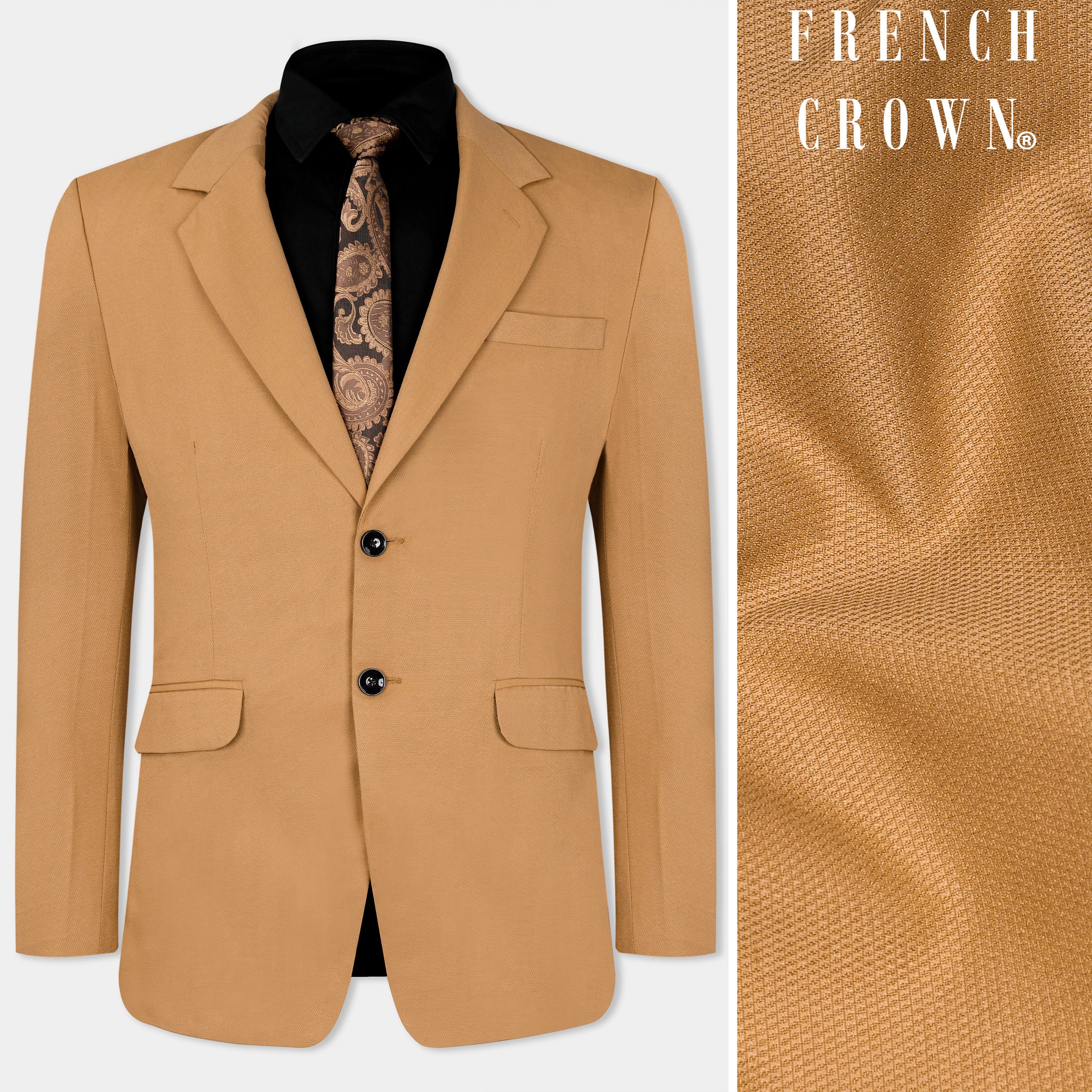 Men's Brown Single-Breasted Slim-Fit Blazer