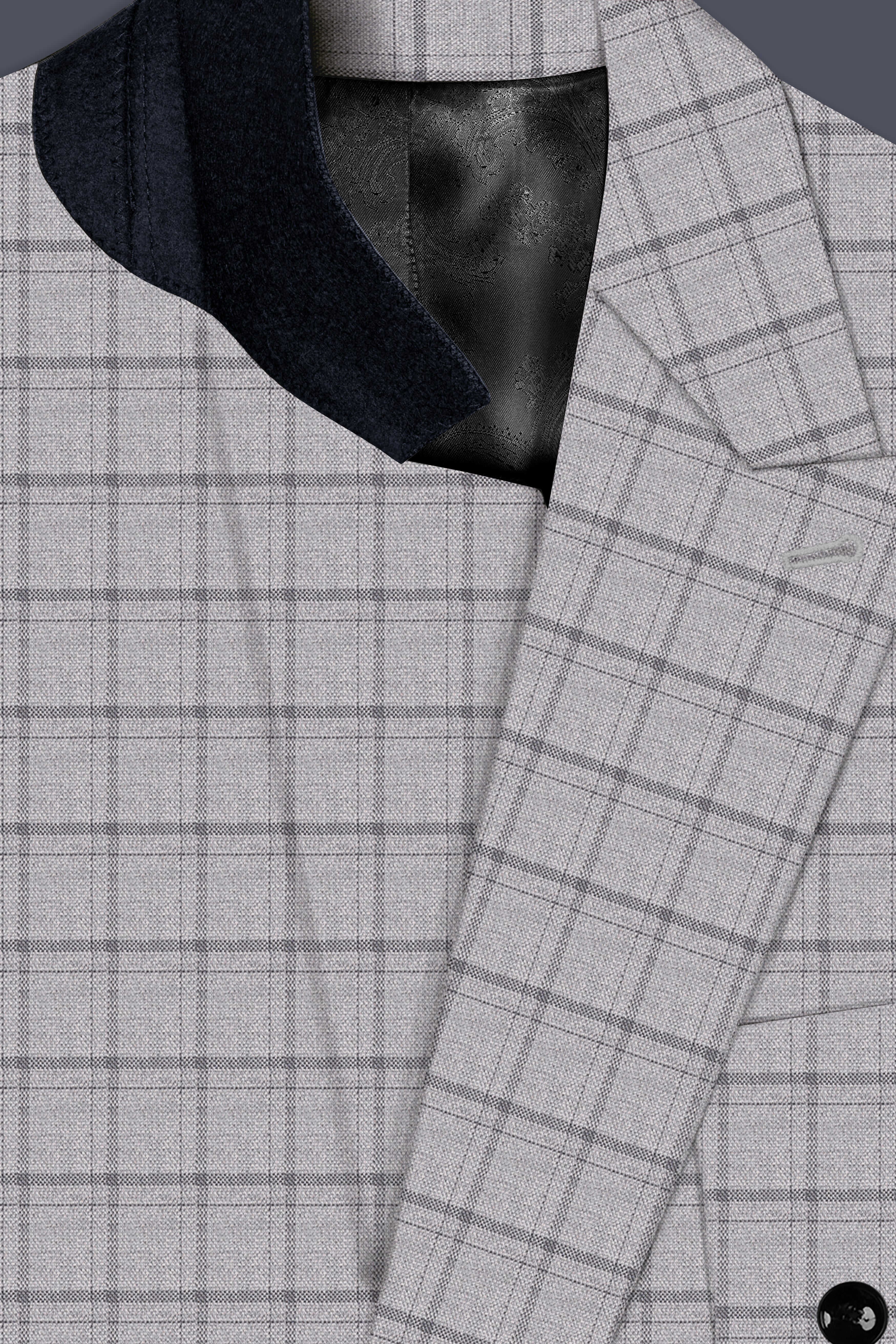 Boulder Gray Checkered Wool Rich Double Breasted Blazer