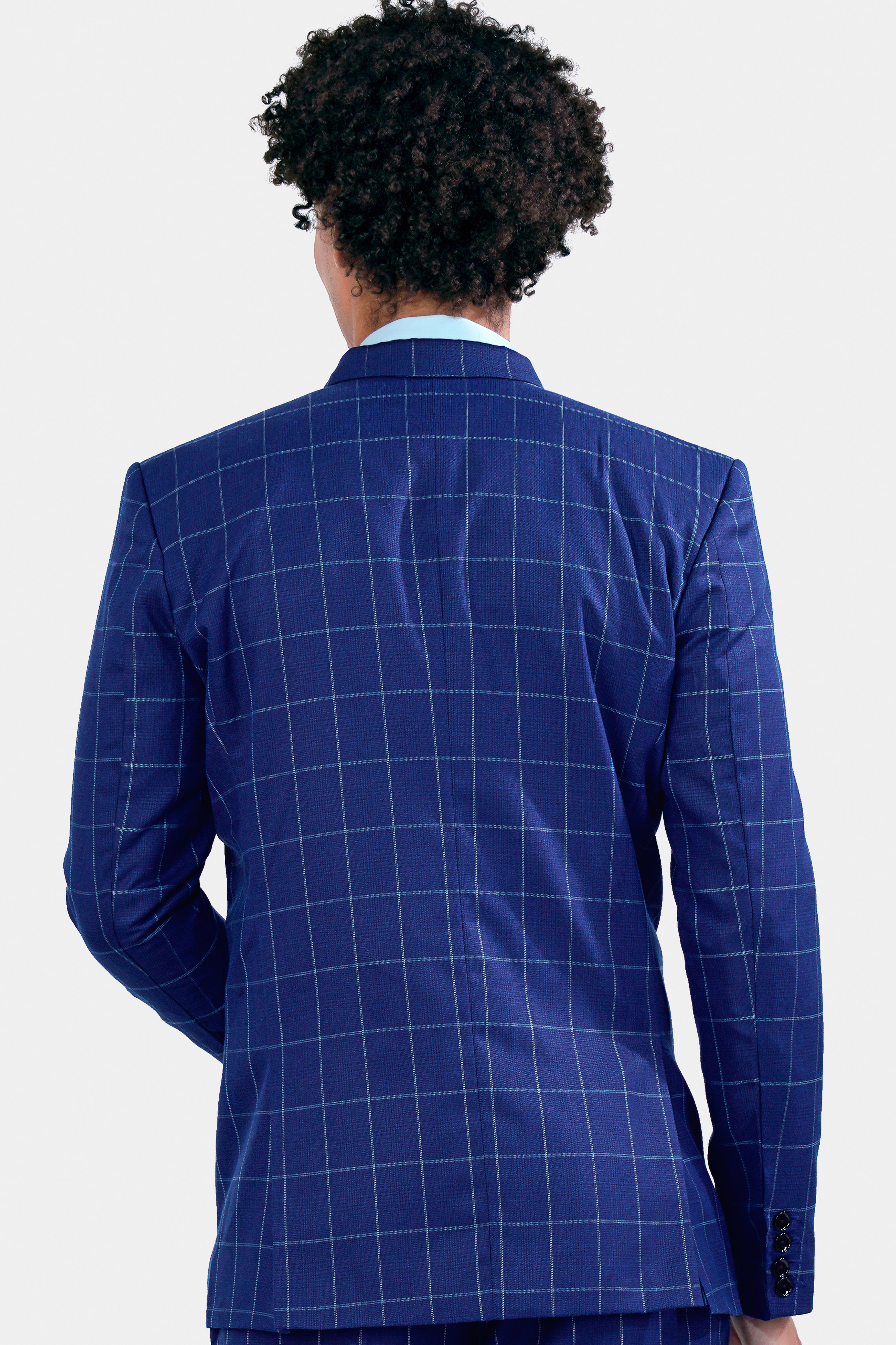 Lapis Blue Windowpane Wool Rich Double Breasted Blazer BL2940-DB-36, BL2940-DB-38, BL2940-DB-40, BL2940-DB-42, BL2940-DB-44, BL2940-DB-46, BL2940-DB-48, BL2940-DB-50, BL2940-DB-52, BL2940-DB-54, BL2940-DB-56, BL2940-DB-58, BL2940-DB-60