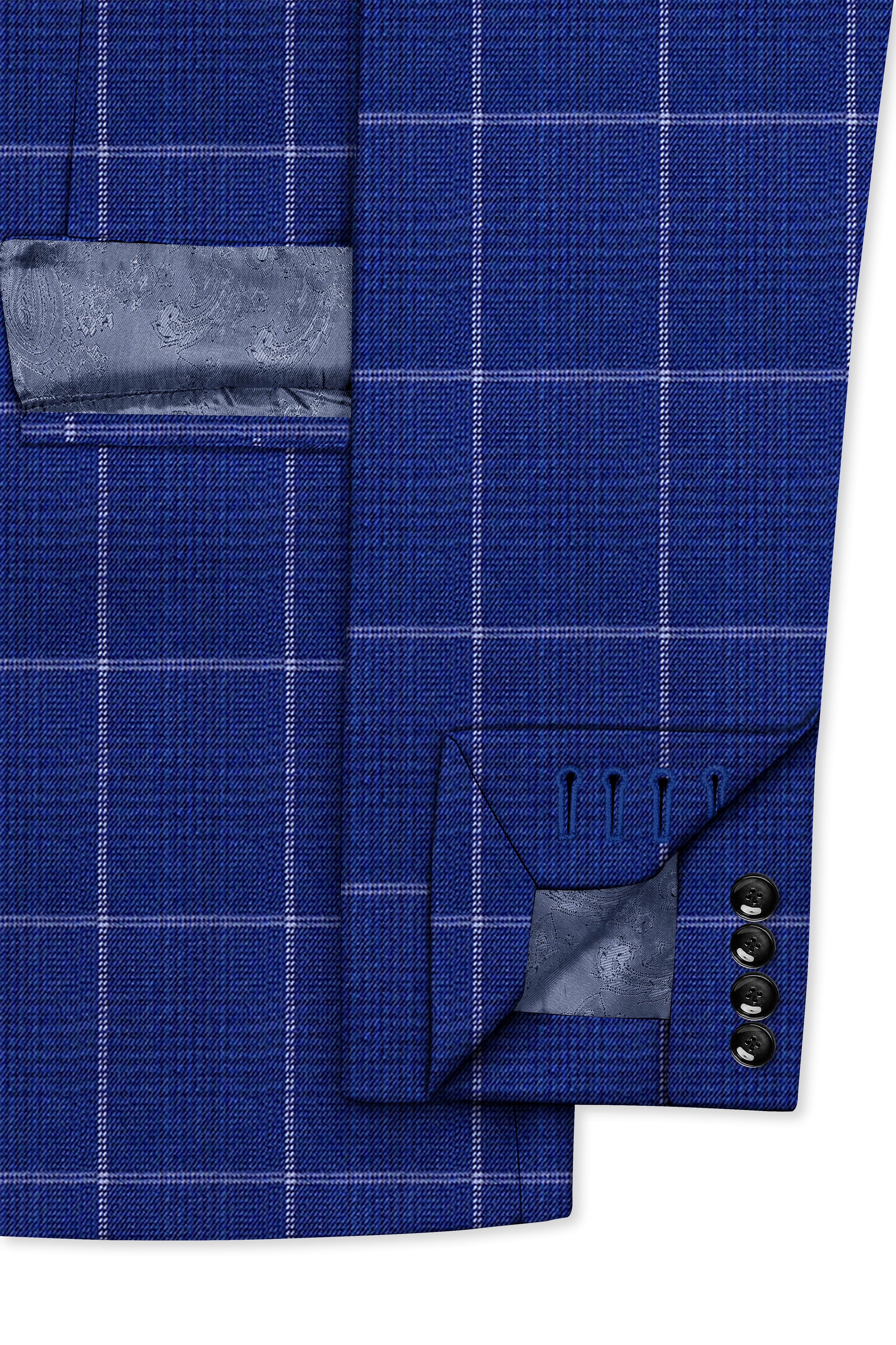 Rhino Blue Windowpane Wool Rich Double Breasted Blazer