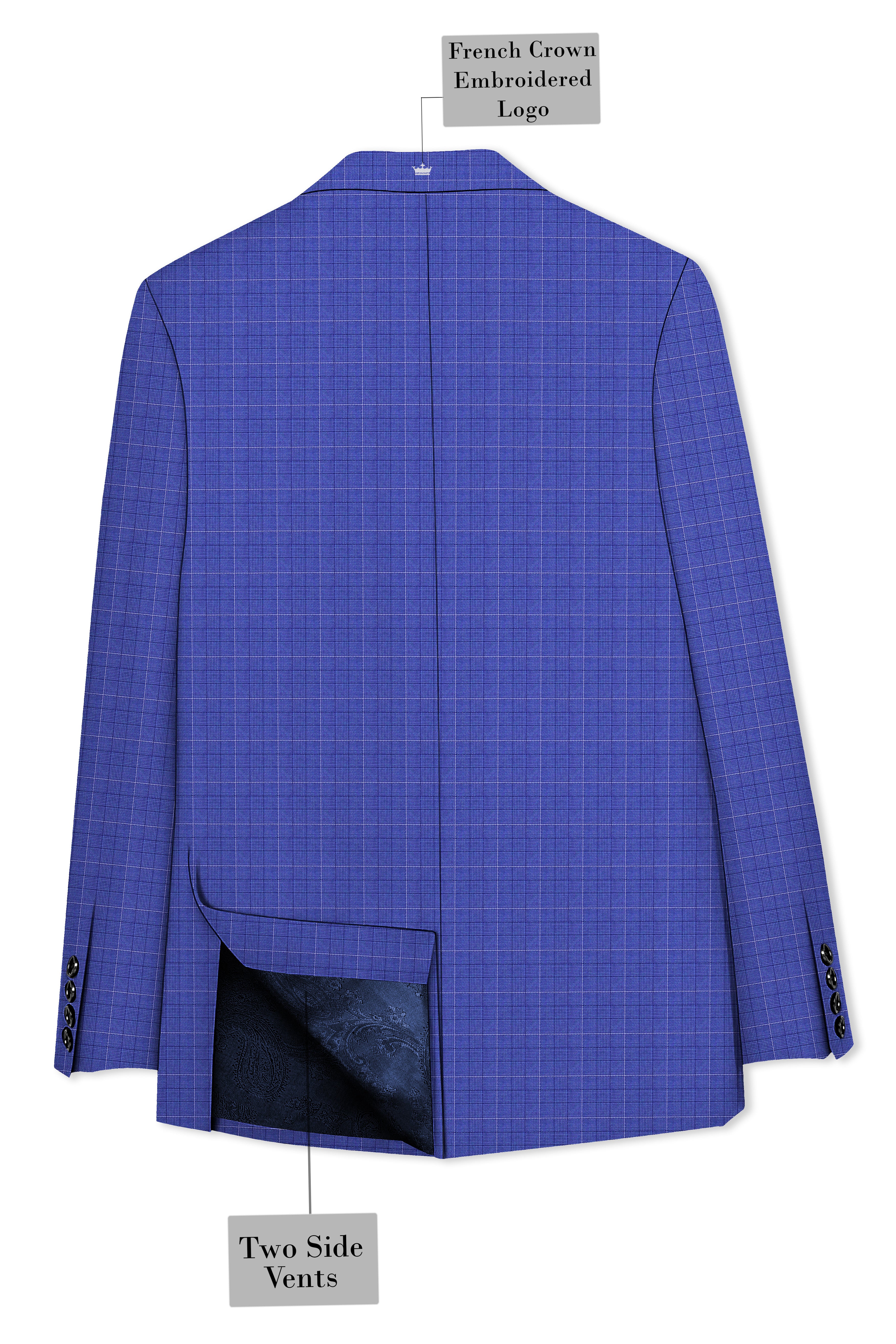 Yonder Blue Plaid Wool Rich Double Breasted Blazer