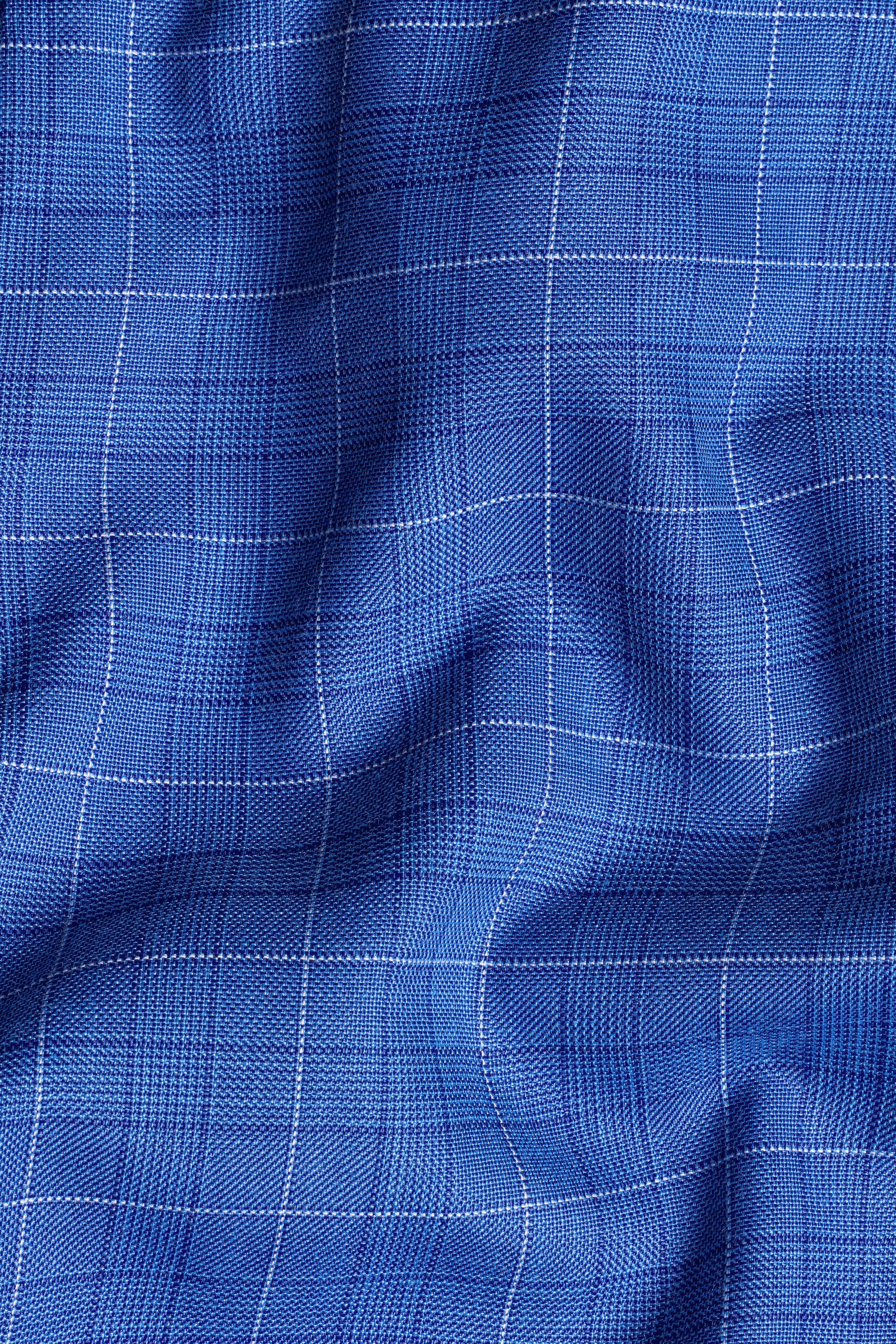 Cobalt Blue Checkered Wool Rich Double Breasted Blazer BL2947-DB-36, BL2947-DB-38, BL2947-DB-40, BL2947-DB-42, BL2947-DB-44, BL2947-DB-46, BL2947-DB-48, BL2947-DB-50, BL2947-DB-52, BL2947-DB-54, BL2947-DB-56, BL2947-DB-58, BL2947-DB-60