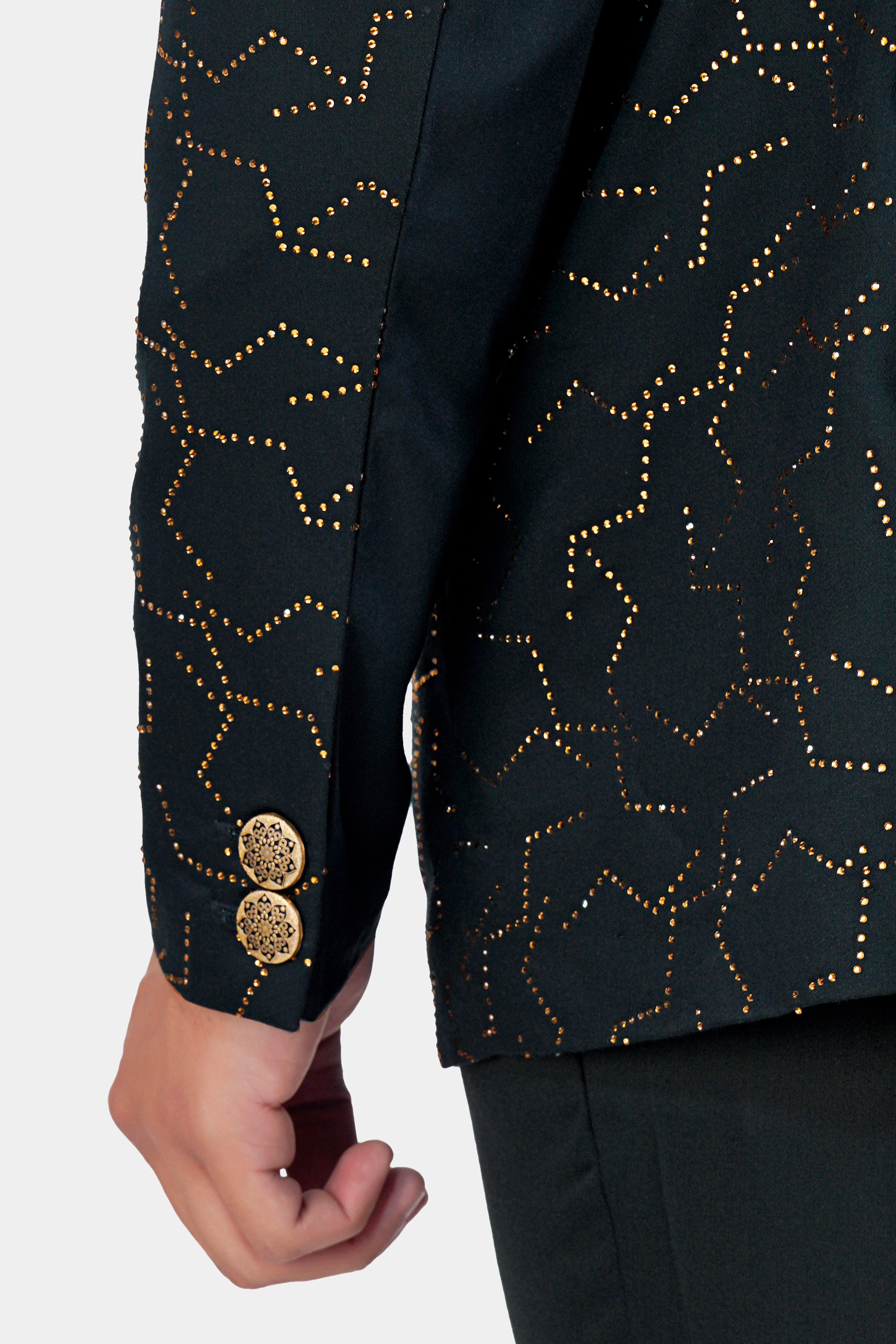 Prussian Green Wool Rich Stonework Cross Buttoned Bandhgala Designer Blazer BL2960-CBG-D513-36, BL2960-CBG-D513-38, BL2960-CBG-D513-40, BL2960-CBG-D513-42, BL2960-CBG-D513-44, BL2960-CBG-D513-46, BL2960-CBG-D513-48, BL2960-CBG-D513-50, BL2960-CBG-D513-52, BL2960-CBG-D513-54, BL2960-CBG-D513-56, BL2960-CBG-D513-58, BL2960-CBG-D513-60