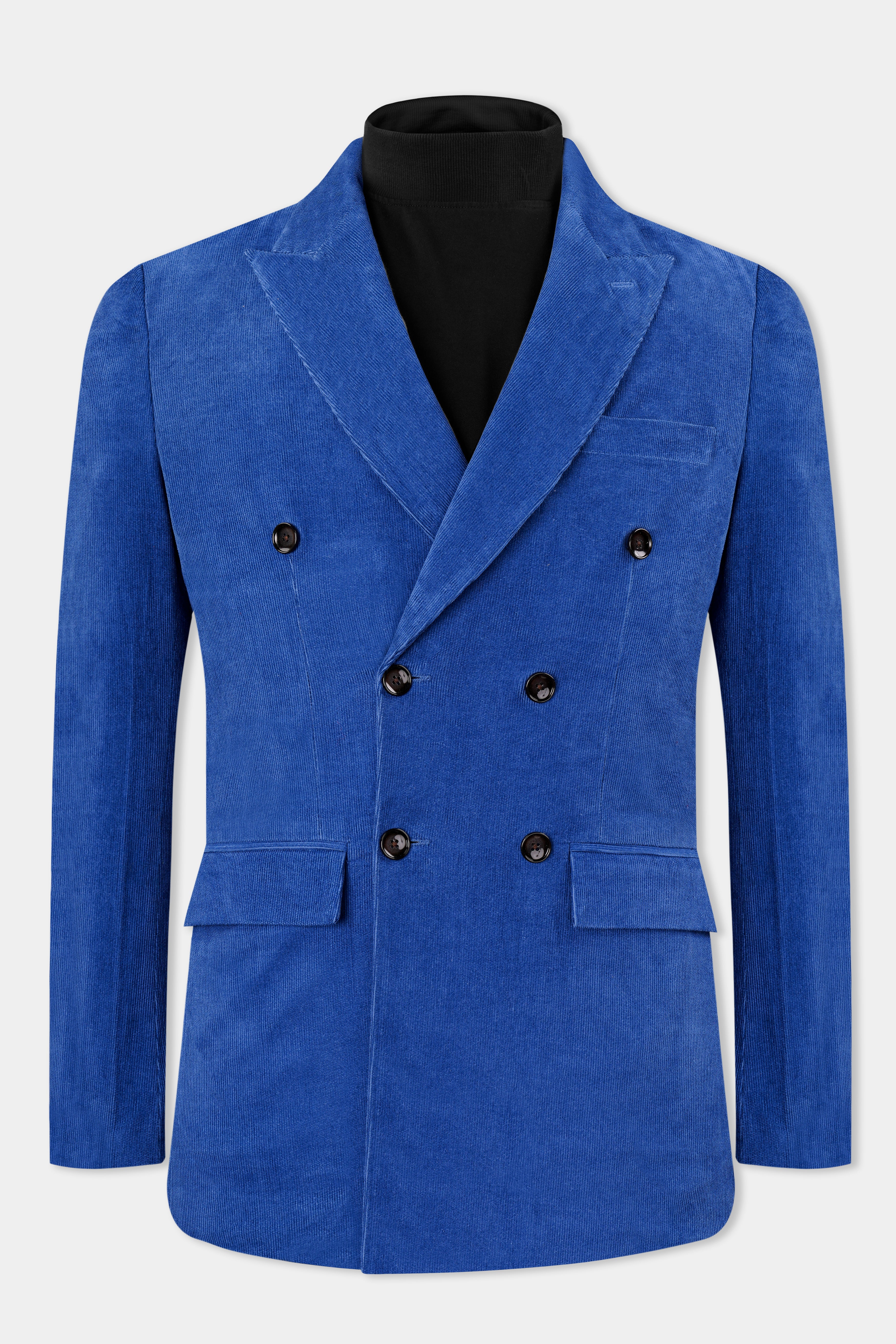 Cobalt Blue Double Breasted Corduroy Premium Cotton Blazer BL2967-DB-36, BL2967-DB-38, BL2967-DB-40, BL2967-DB-42, BL2967-DB-44, BL2967-DB-46, BL2967-DB-48, BL2967-DB-50, BL2967-DB-52, BL2967-DB-54, BL2967-DB-56, BL2967-DB-58, BL2967-DB-60
