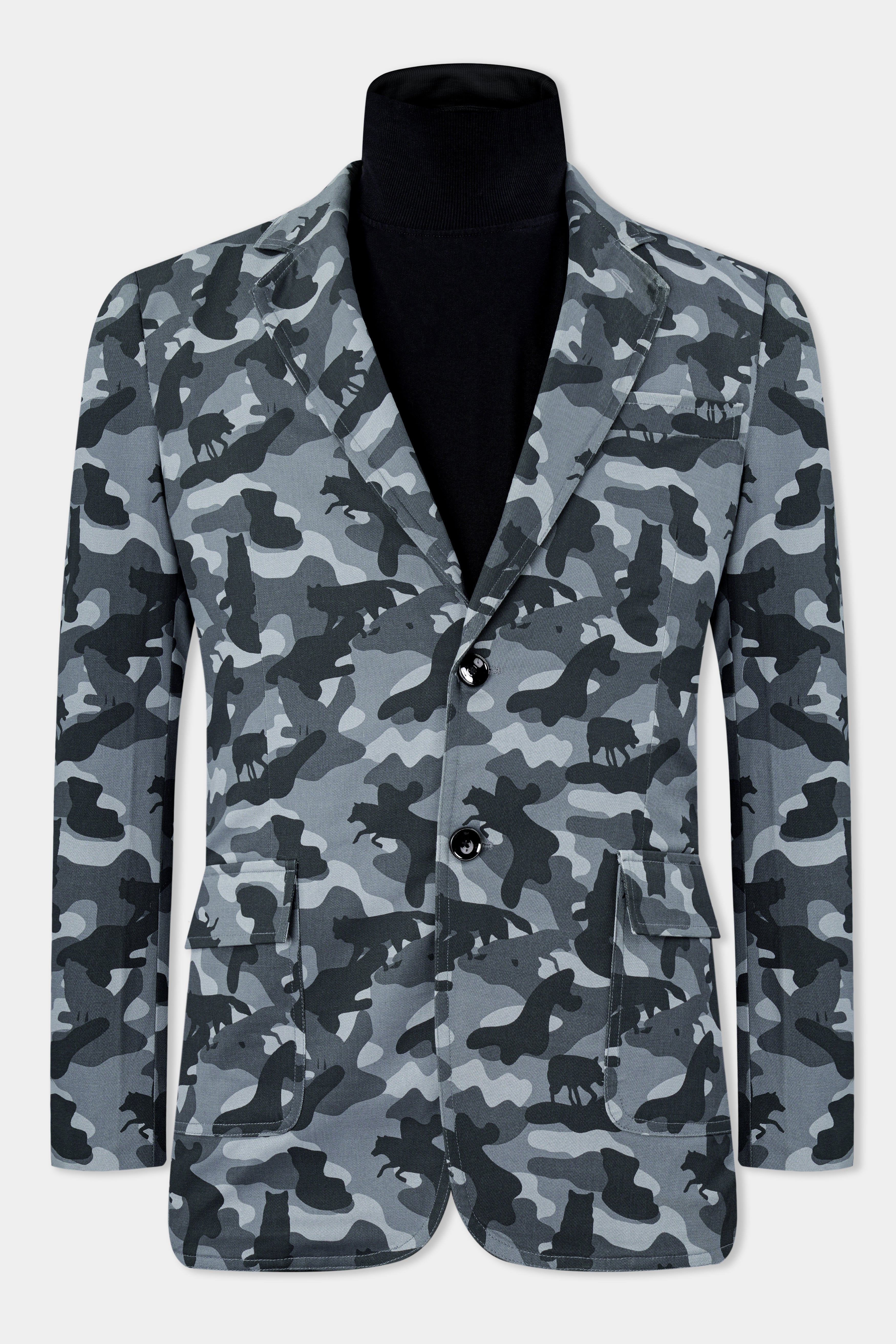 Oslo Gray with Graphite Gray Printed Premium Cotton Blazer  BL2971-SB-D110-36, BL2971-SB-D110-38, BL2971-SB-D110-40, BL2971-SB-D110-42, BL2971-SB-D110-44, BL2971-SB-D110-46, BL2971-SB-D110-48, BL2971-SB-D110-50, BL2971-SB-D110-52, BL2971-SB-D110-54, BL2971-SB-D110-56, BL2971-SB-D110-58, BL2971-SB-D110-60