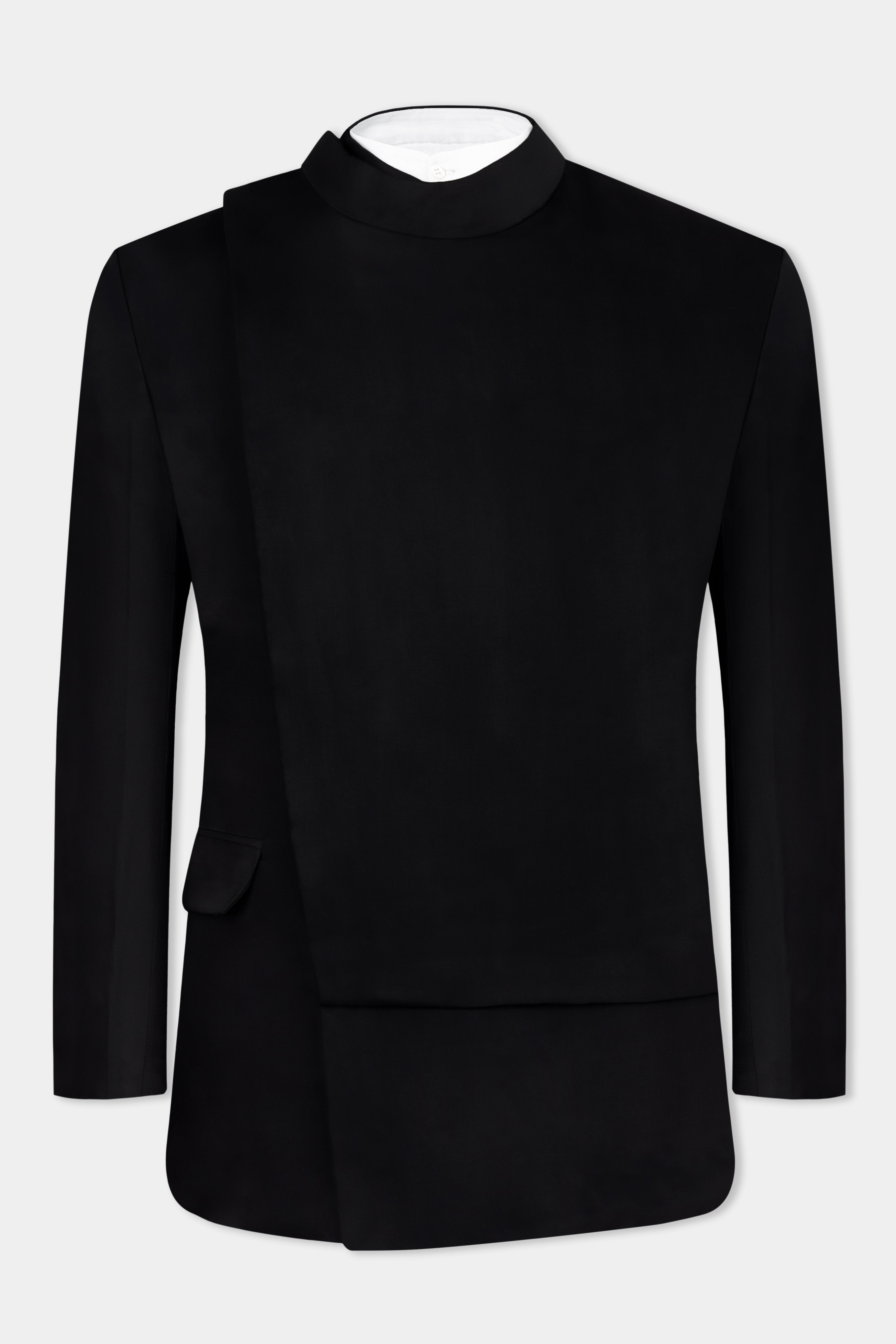 Jade Black Wool Rich Bandhgala Designer Blazer BL2979-D174-36, BL2979-D174-38, BL2979-D174-40, BL2979-D174-42, BL2979-D174-44, BL2979-D174-46, BL2979-D174-48, BL2979-D174-50, BL2979-D174-52, BL2979-D174-54, BL2979-D174-56, BL2979-D174-58, BL2979-D174-60