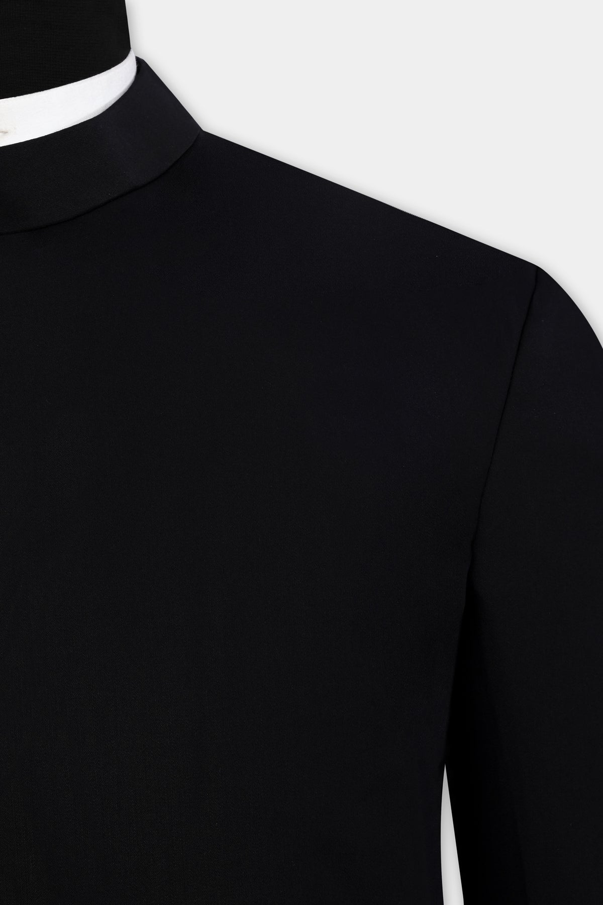 Jade Black Stretchable Wool Rich Bandhgala Designer Blazer