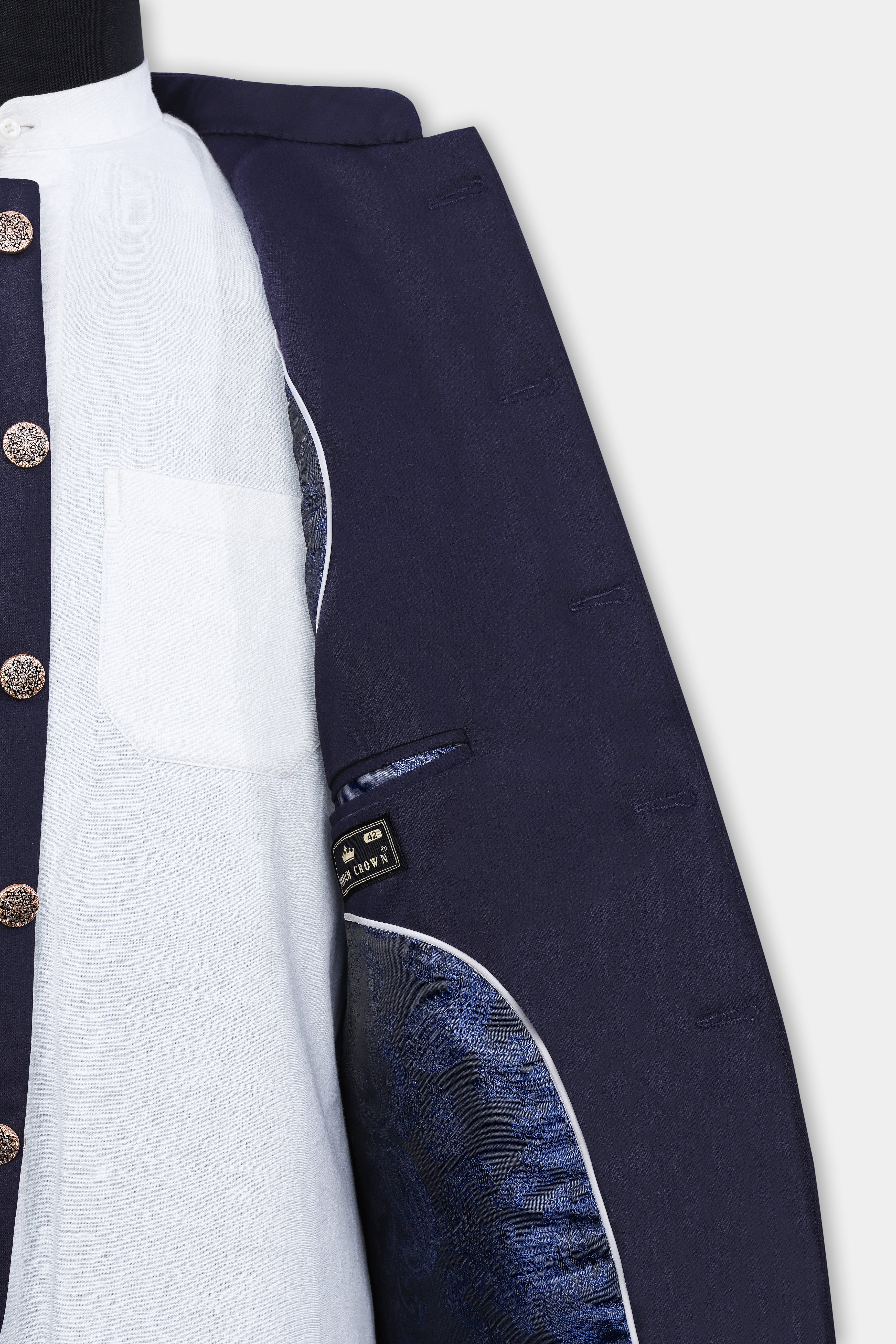 Ebony Clay Wool Rich Bandhgala Blazer BL2980-BG-36, BL2980-BG-38, BL2980-BG-40, BL2980-BG-42, BL2980-BG-44, BL2980-BG-46, BL2980-BG-48, BL2980-BG-50, BL2980-BG-52, BL2980-BG-54, BL2980-BG-56, BL2980-BG-58, BL2980-BG-60