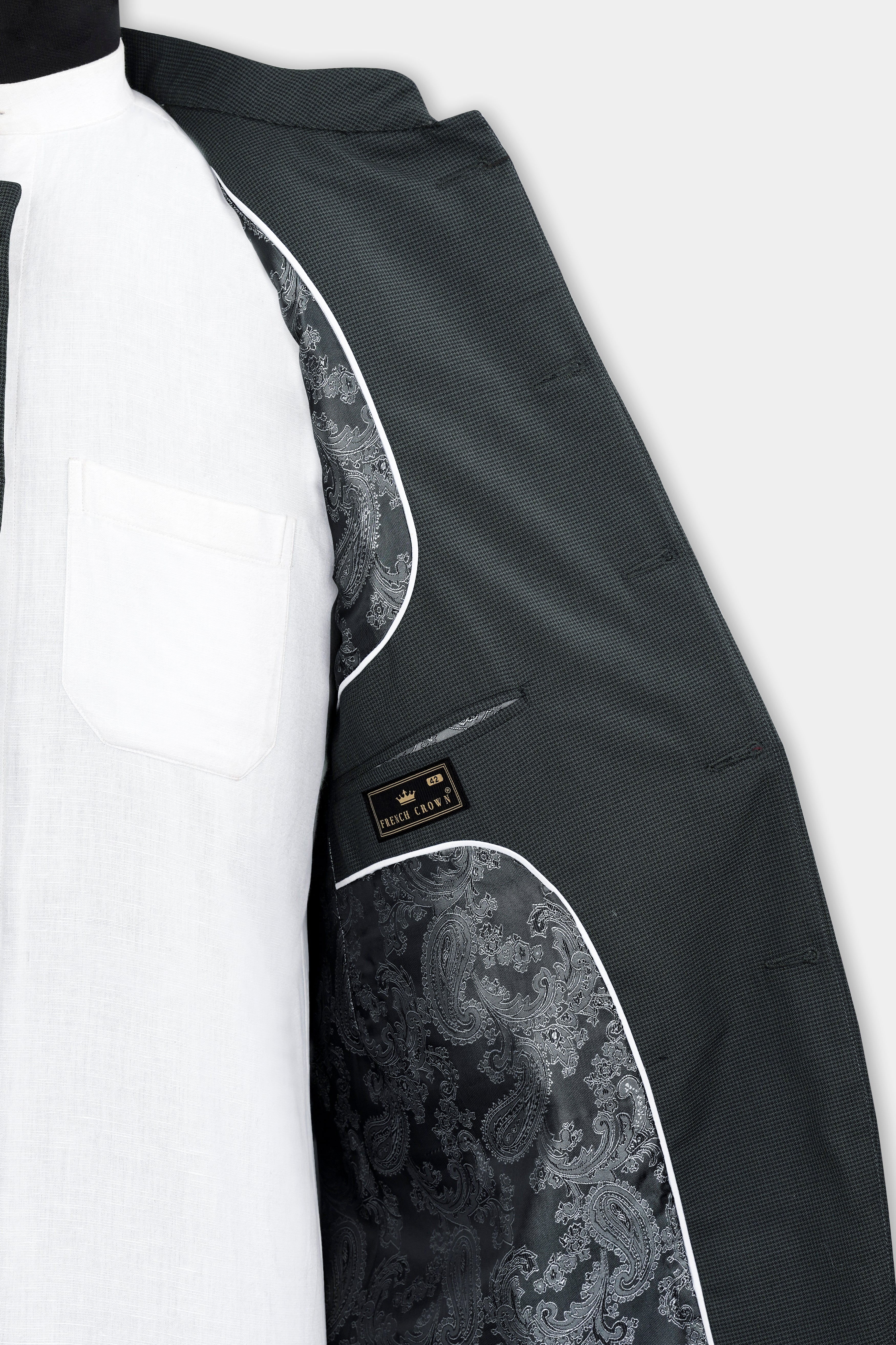 Gunmetal Gray Wool Rich Bandhgala Blazer BL2982-BG-36, BL2982-BG-38, BL2982-BG-40, BL2982-BG-42, BL2982-BG-44, BL2982-BG-46, BL2982-BG-48, BL2982-BG-50, BL2982-BG-52, BL2982-BG-54, BL2982-BG-56, BL2982-BG-58, BL2982-BG-60