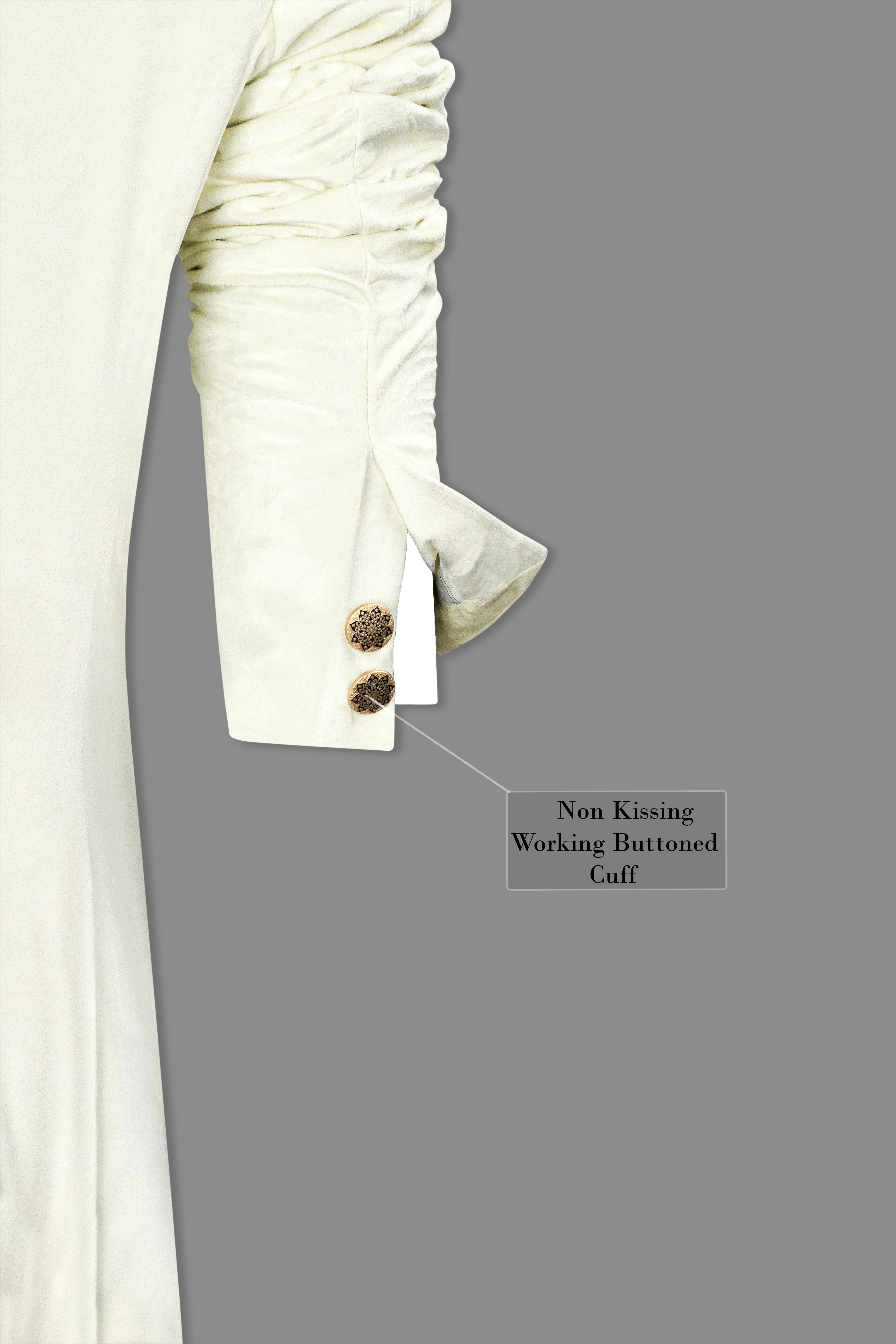 Merino Cream Bandhgala Velvet Blazer BL2987-BG-36, BL2987-BG-38, BL2987-BG-40, BL2987-BG-42, BL2987-BG-44, BL2987-BG-46, BL2987-BG-48, BL2987-BG-50, BL2987-BG-52, BL2987-BG-54, BL2987-BG-56, BL2987-BG-58, BL2987-BG-60