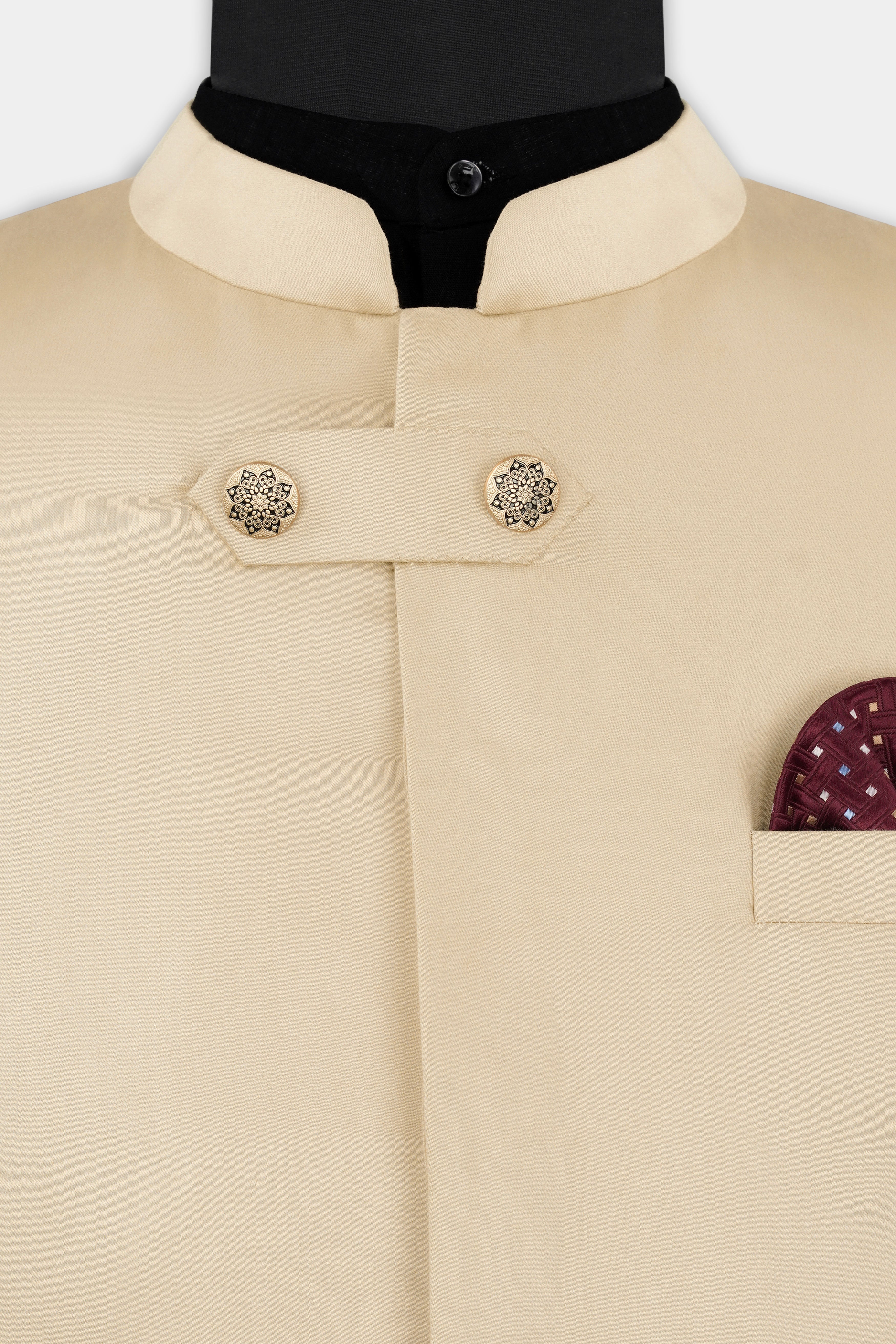 Ivory Cream Wool Rich Bandhgala Designer Blazer BL2990-D16-36, BL2990-D16-38, BL2990-D16-40, BL2990-D16-42, BL2990-D16-44, BL2990-D16-46, BL2990-D16-48, BL2990-D16-50, BL2990-D16-52, BL2990-D16-54, BL2990-D16-56, BL2990-D16-58, BL2990-D16-60