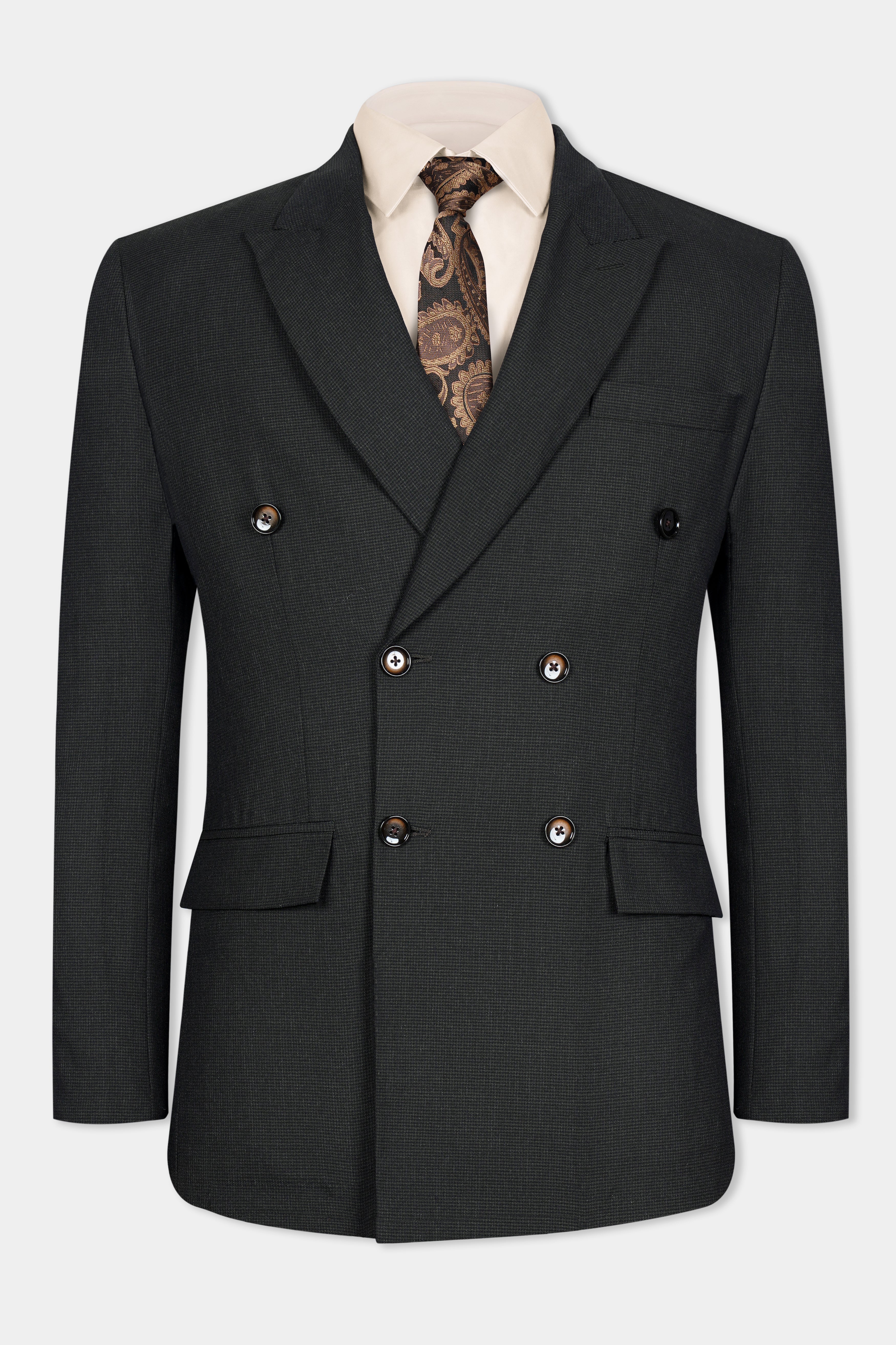 Zeus Black Wool Rich Double Breasted Blazer BL2996-DB-36, BL2996-DB-38, BL2996-DB-40, BL2996-DB-42, BL2996-DB-44, BL2996-DB-46, BL2996-DB-48, BL2996-DB-50, BL2996-DB-52, BL2996-DB-54, BL2996-DB-56, BL2996-DB-58, BL2996-DB-60