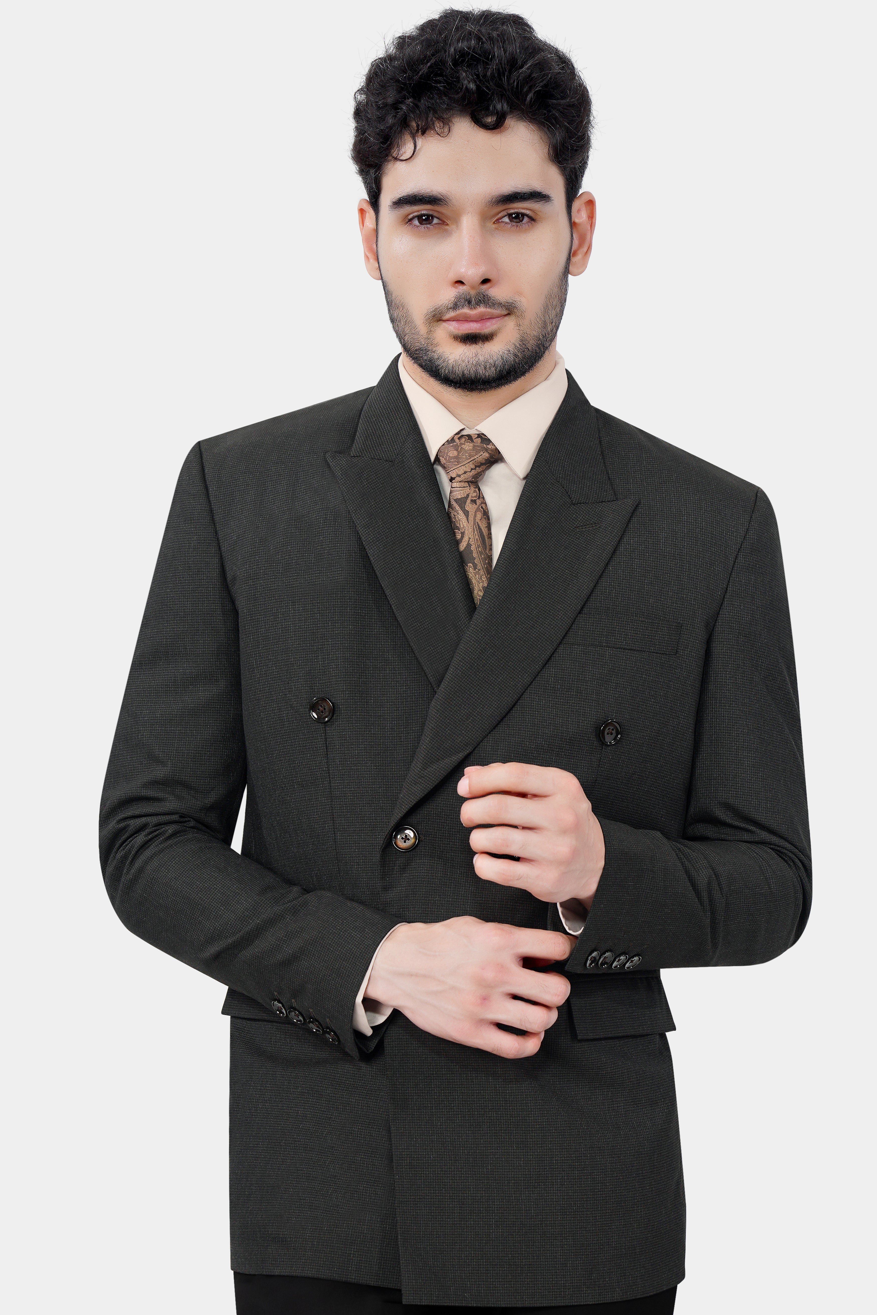 Zeus Black Wool Rich Double Breasted Blazer BL2996-DB-36, BL2996-DB-38, BL2996-DB-40, BL2996-DB-42, BL2996-DB-44, BL2996-DB-46, BL2996-DB-48, BL2996-DB-50, BL2996-DB-52, BL2996-DB-54, BL2996-DB-56, BL2996-DB-58, BL2996-DB-60