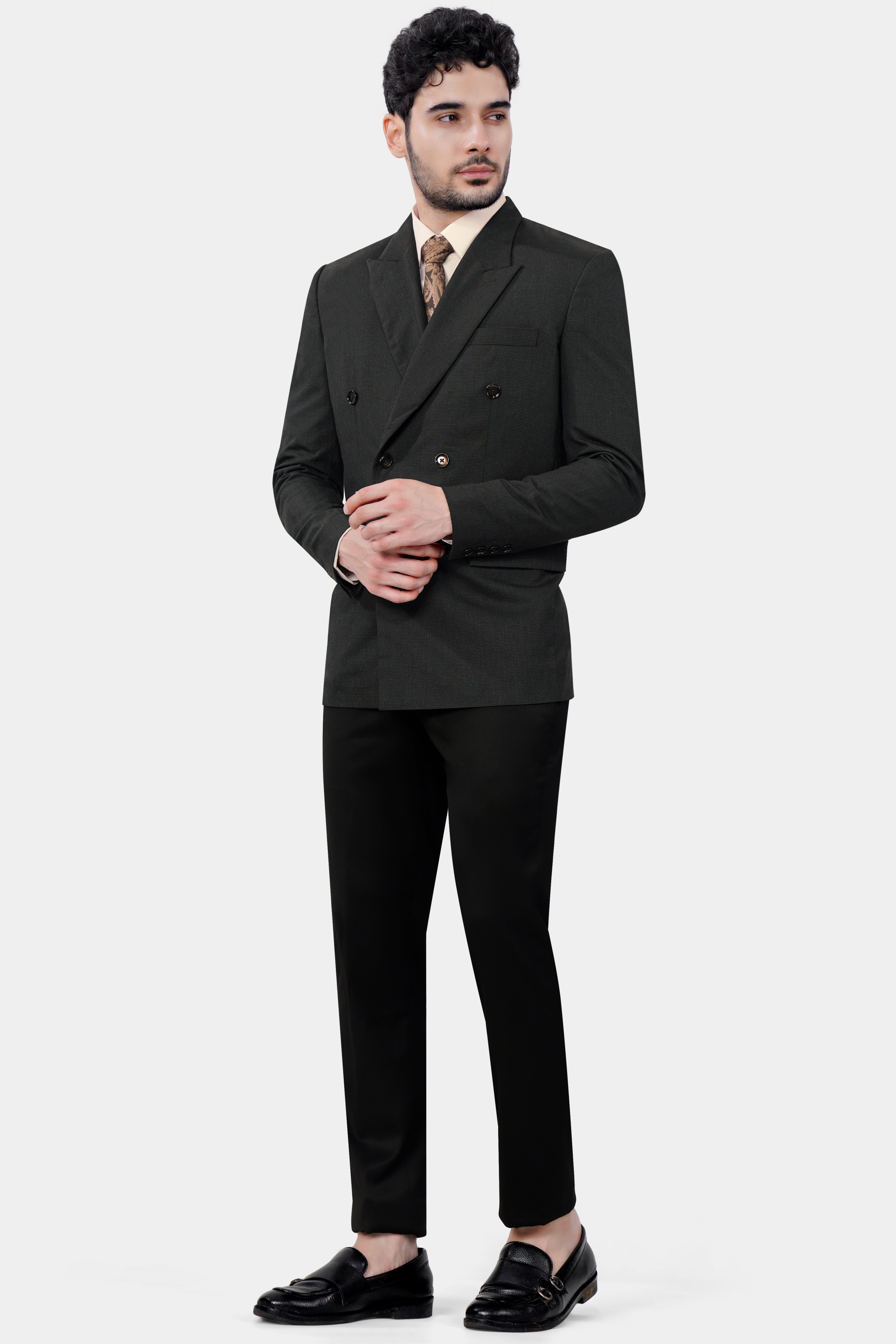 Zeus Black Wool Rich Double Breasted Blazer BL2996-DB-36, BL2996-DB-38, BL2996-DB-40, BL2996-DB-42, BL2996-DB-44, BL2996-DB-46, BL2996-DB-48, BL2996-DB-50, BL2996-DB-52, BL2996-DB-54, BL2996-DB-56, BL2996-DB-58, BL2996-DB-60