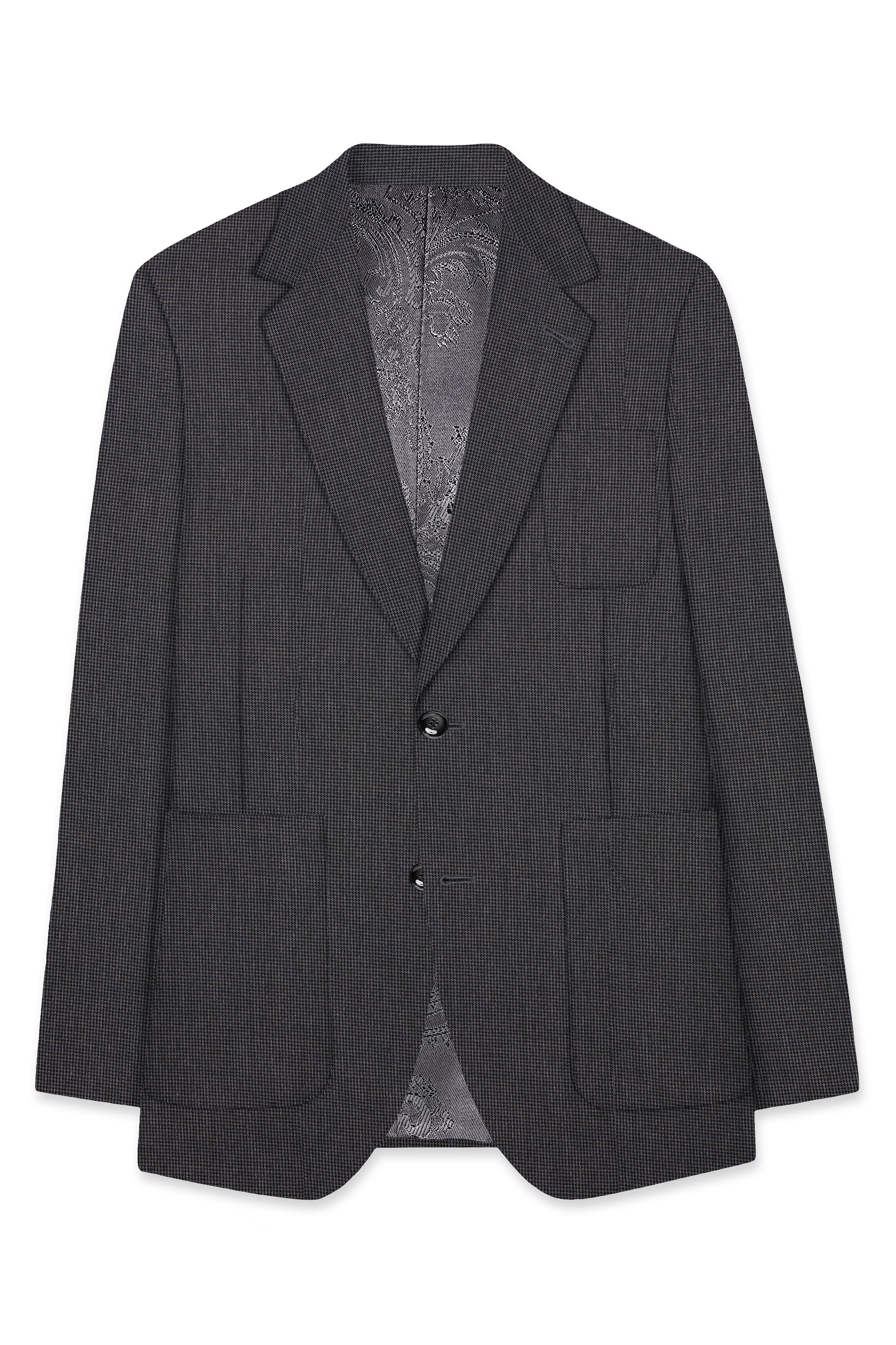Gunmetal Gray Houndstooth Wool Rich Blazer