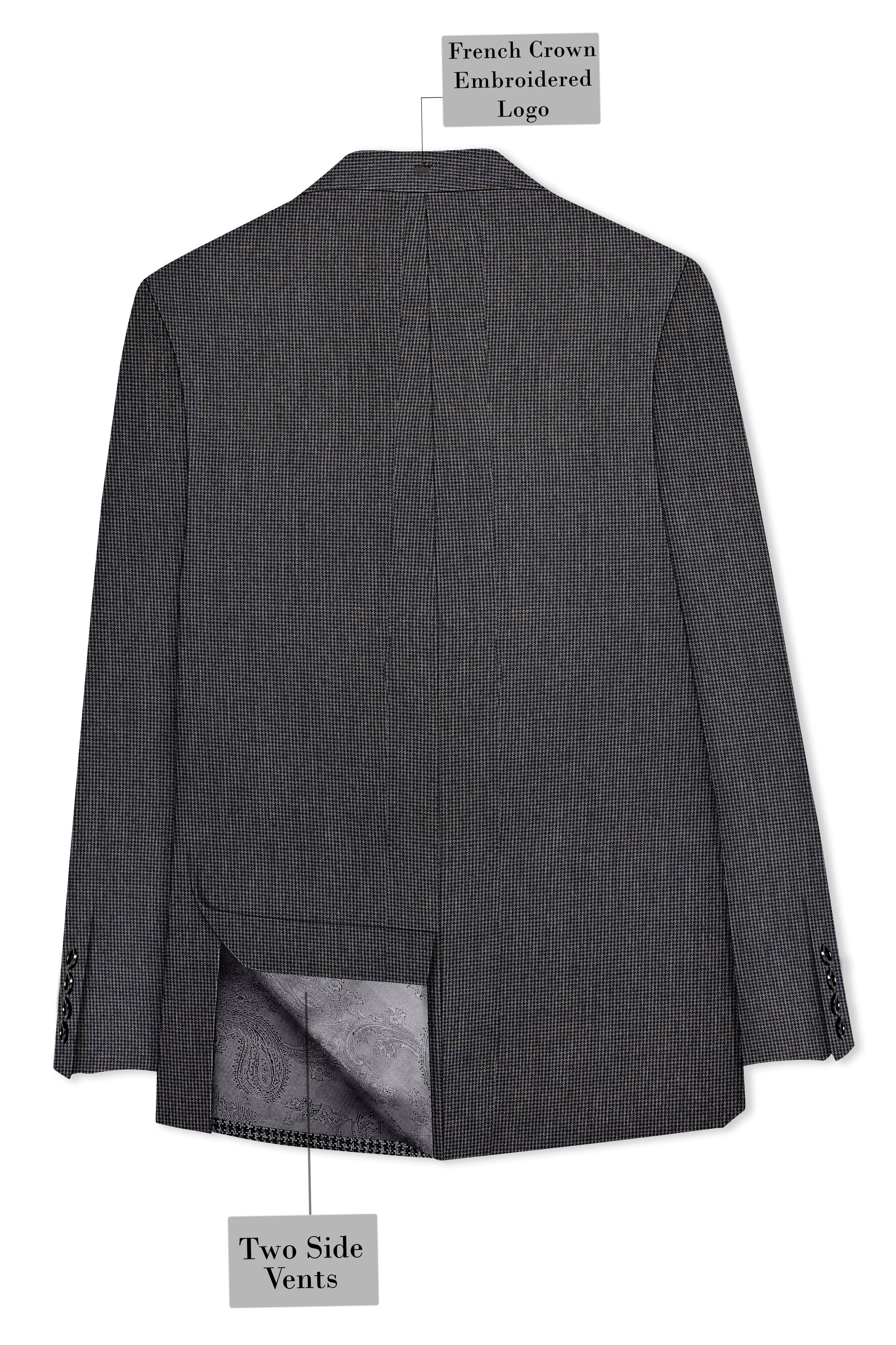 Gunmetal Gray Houndstooth Wool Rich Blazer
