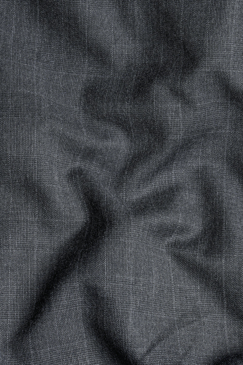 Flint Gray Subtle Checkered Wool Rich Double Breasted Blazer