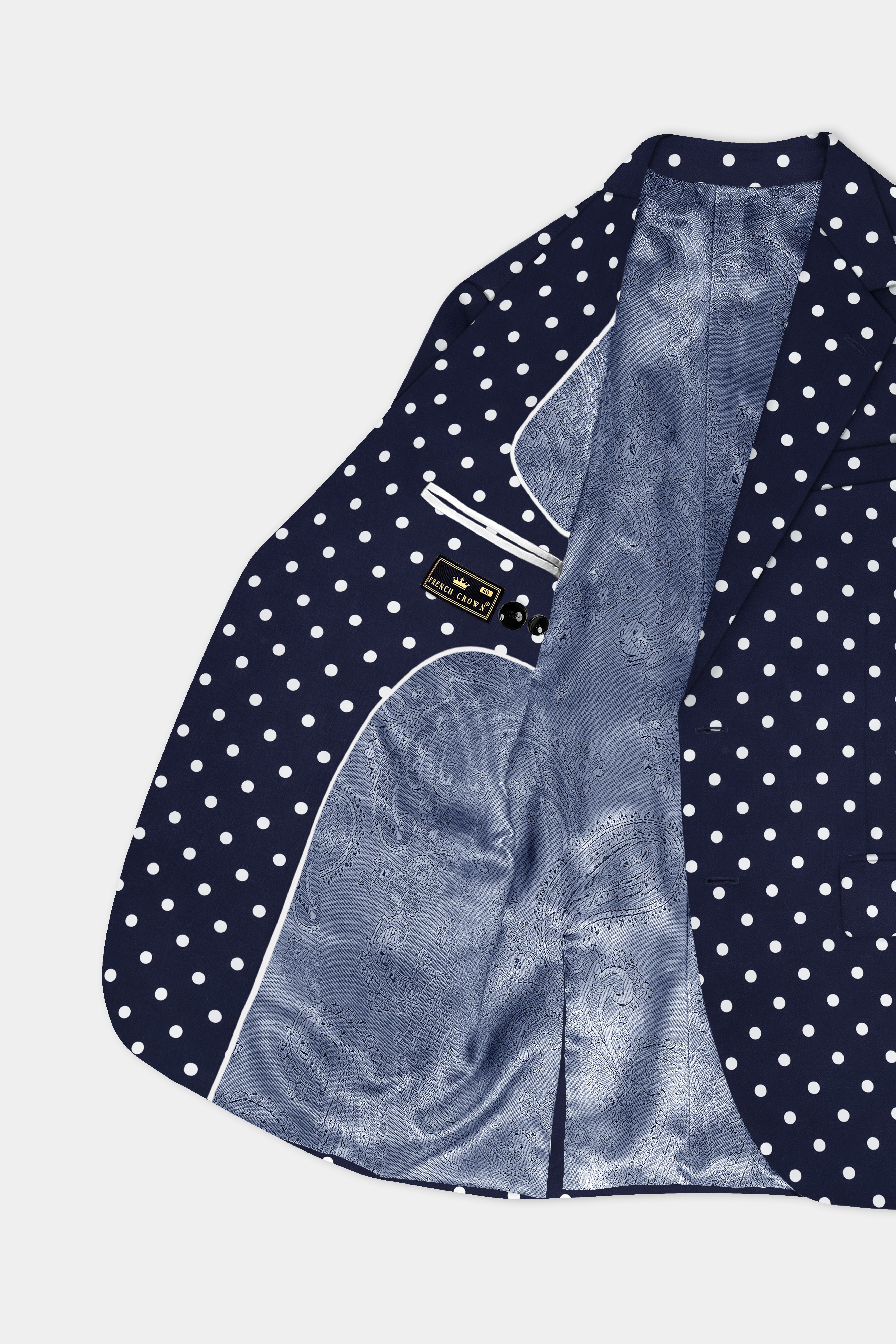 Nile Blue Polka Dots Premium Cotton Blazer