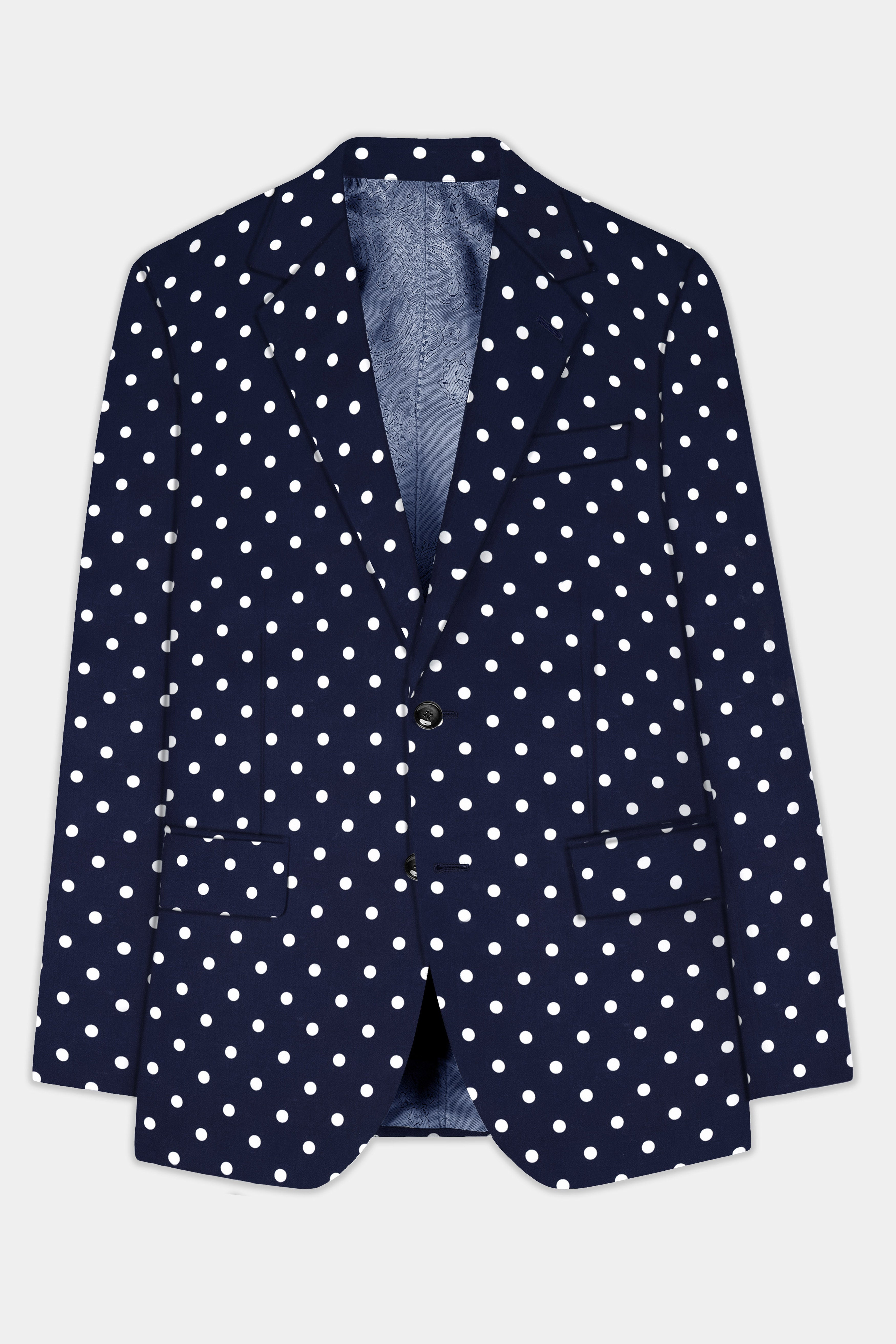 Nile Blue Polka Dots Premium Cotton Blazer